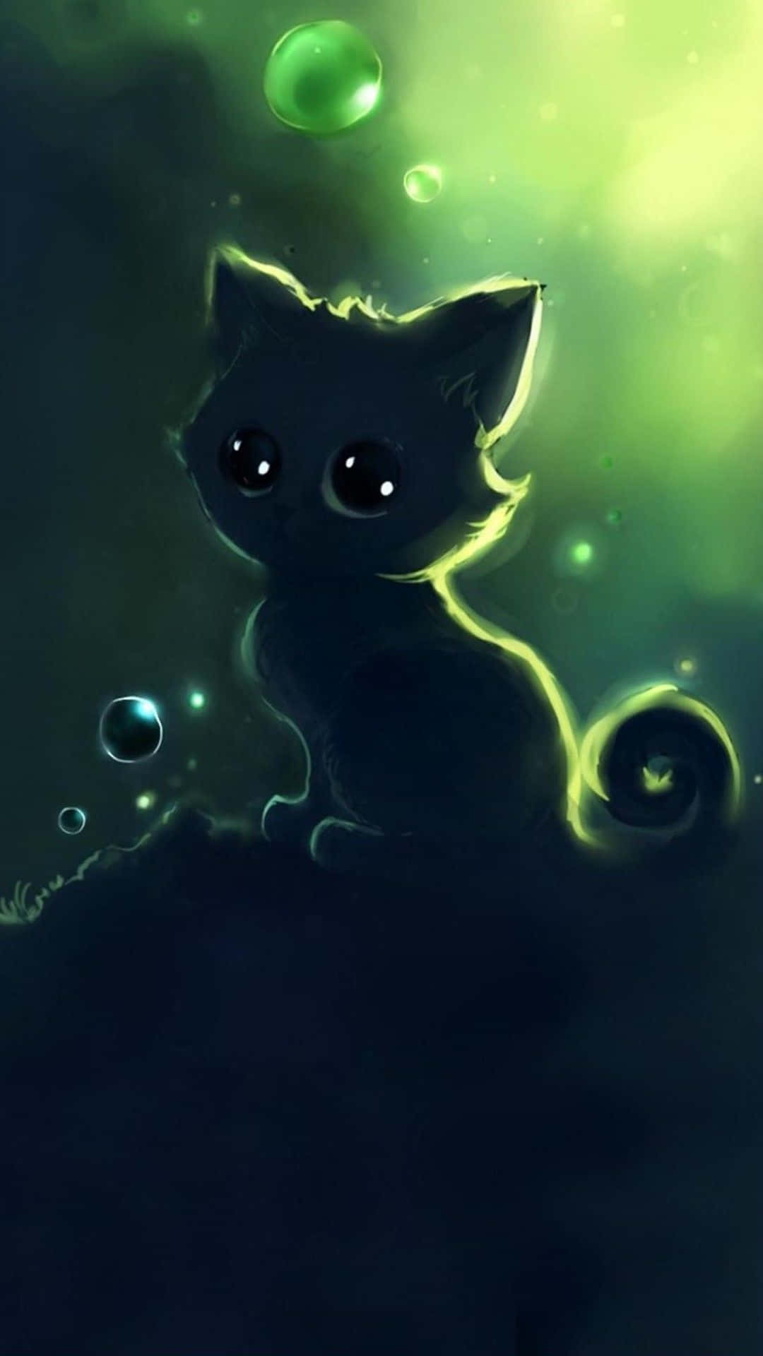 Kawaii Anime Cat Silhouette Ταπετσαρία