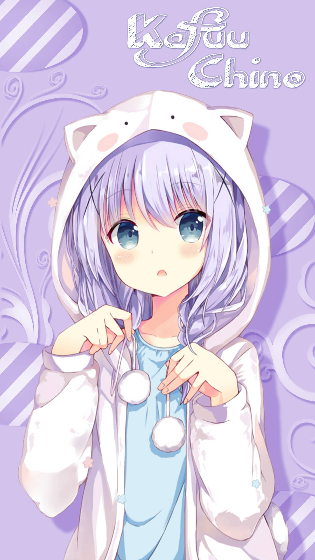 Kawaii Anime Kafuu Chino Με Κουκούλα Κουνελιού Ταπετσαρία