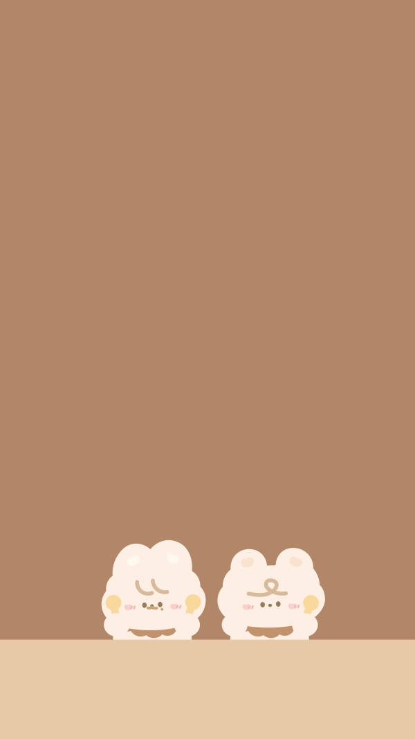 Kawaii Χαρακτήρες Beige Αισθητική Ταπετσαρία