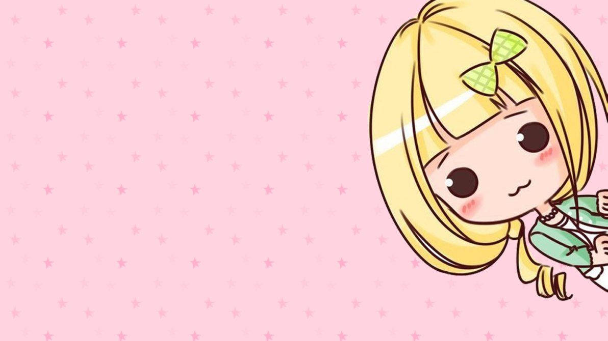 Kawaii Κορίτσι με Κίτρινα Μαλλιά Ταπετσαρία