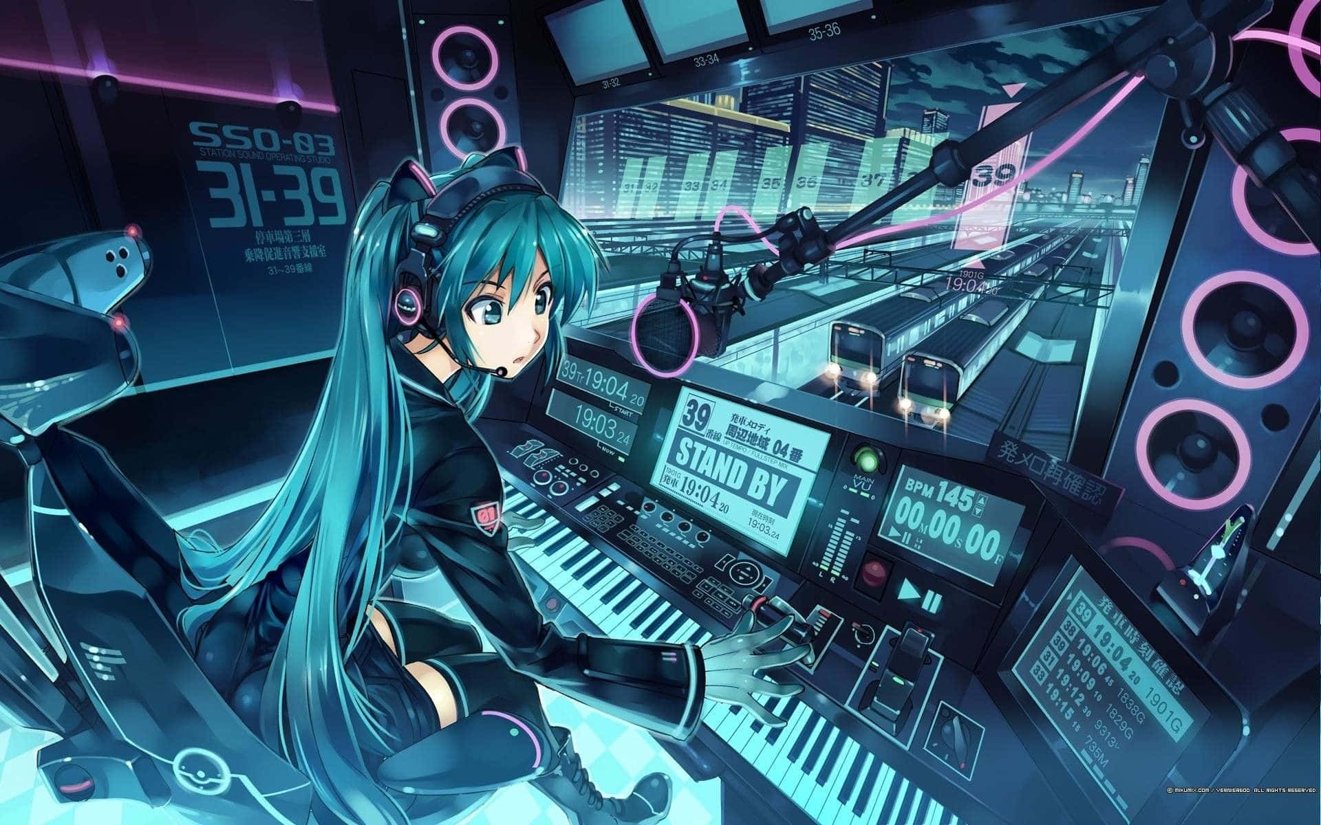 Kawaii Gamer Girl που Παίζει Πιάνο Ταπετσαρία