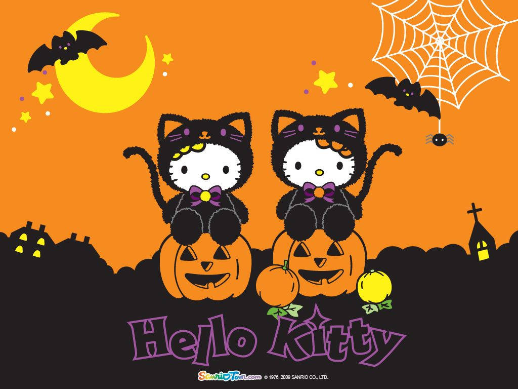 Kawaii Halloween Δύο Hello Kitty Ταπετσαρία