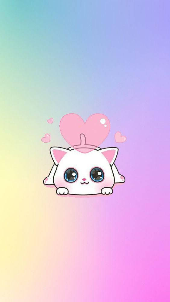 Kawaii HD Αξιολάτρευτη Λευκή Γάτα Ταπετσαρία