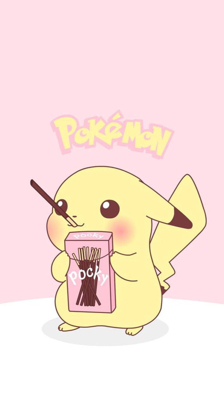 Kawaii HD Pikachu που τρώει Pocky Ταπετσαρία