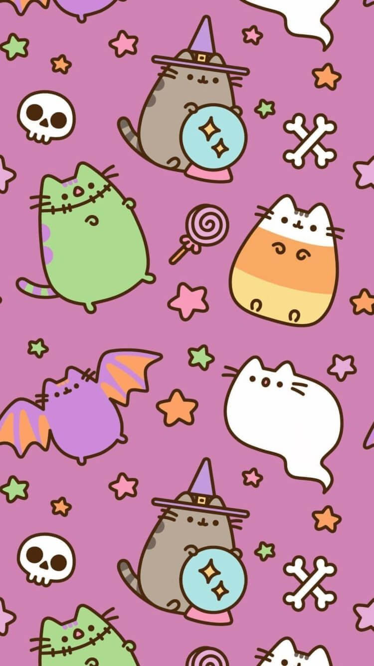 Kawaii HD Απόκριες Pusheen Ταπετσαρία