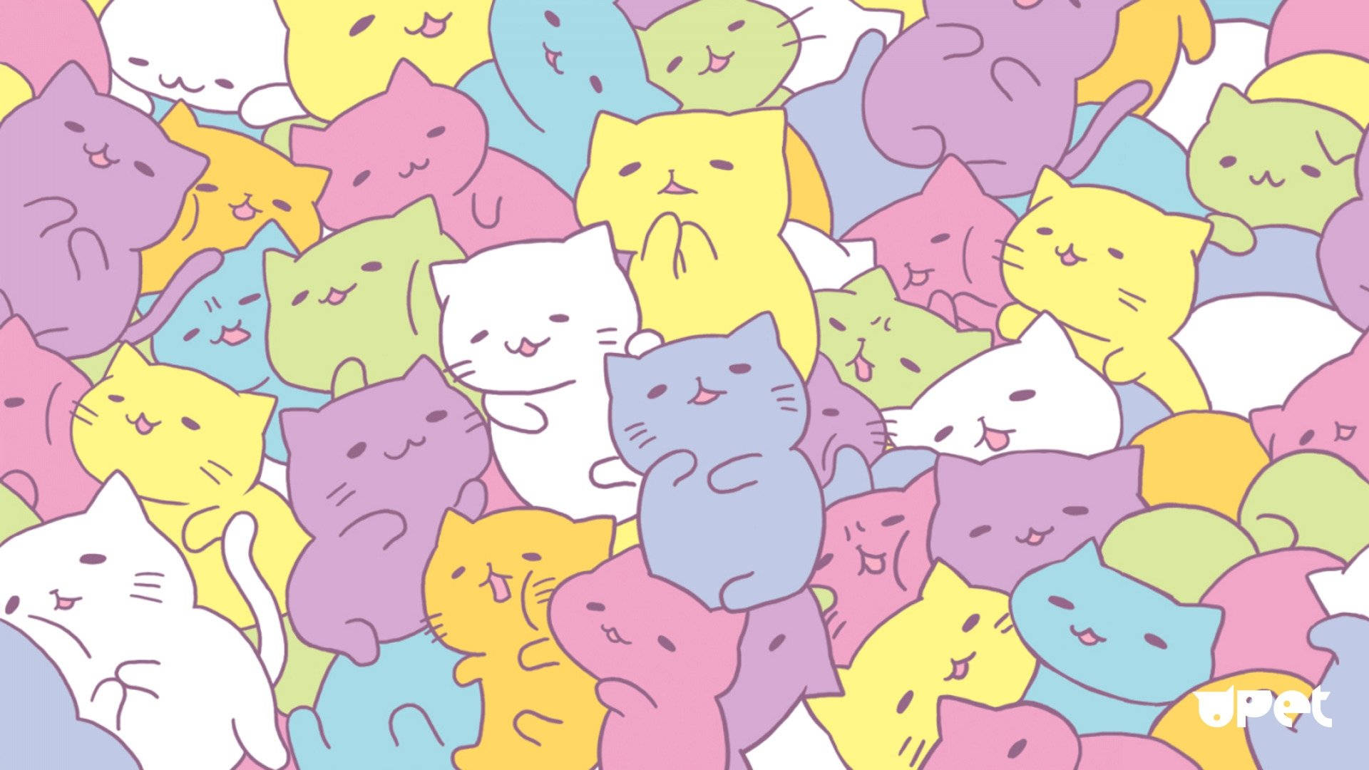 Kawaii HD Πολύχρωμες Γάτες Ταπετσαρία