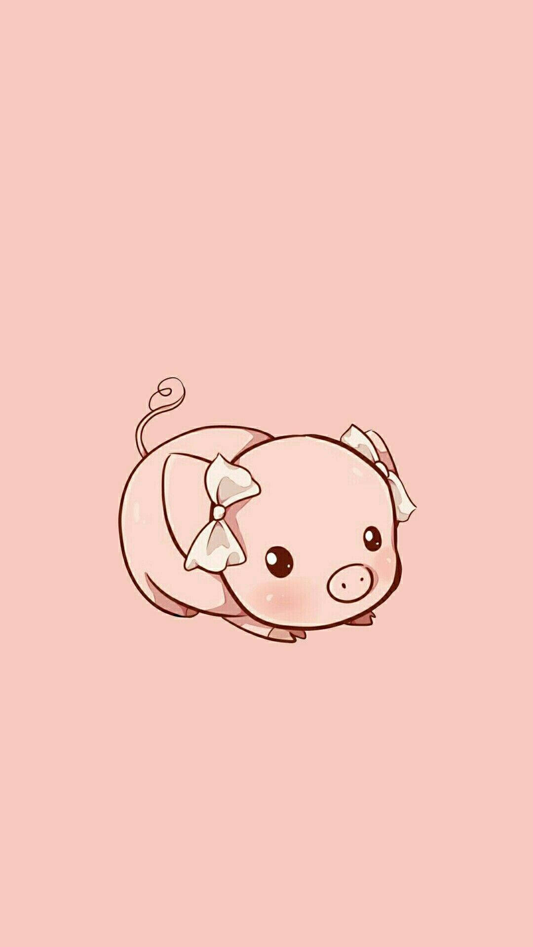 Kawaii HD Ροζ Γουρουνάκι Ταπετσαρία