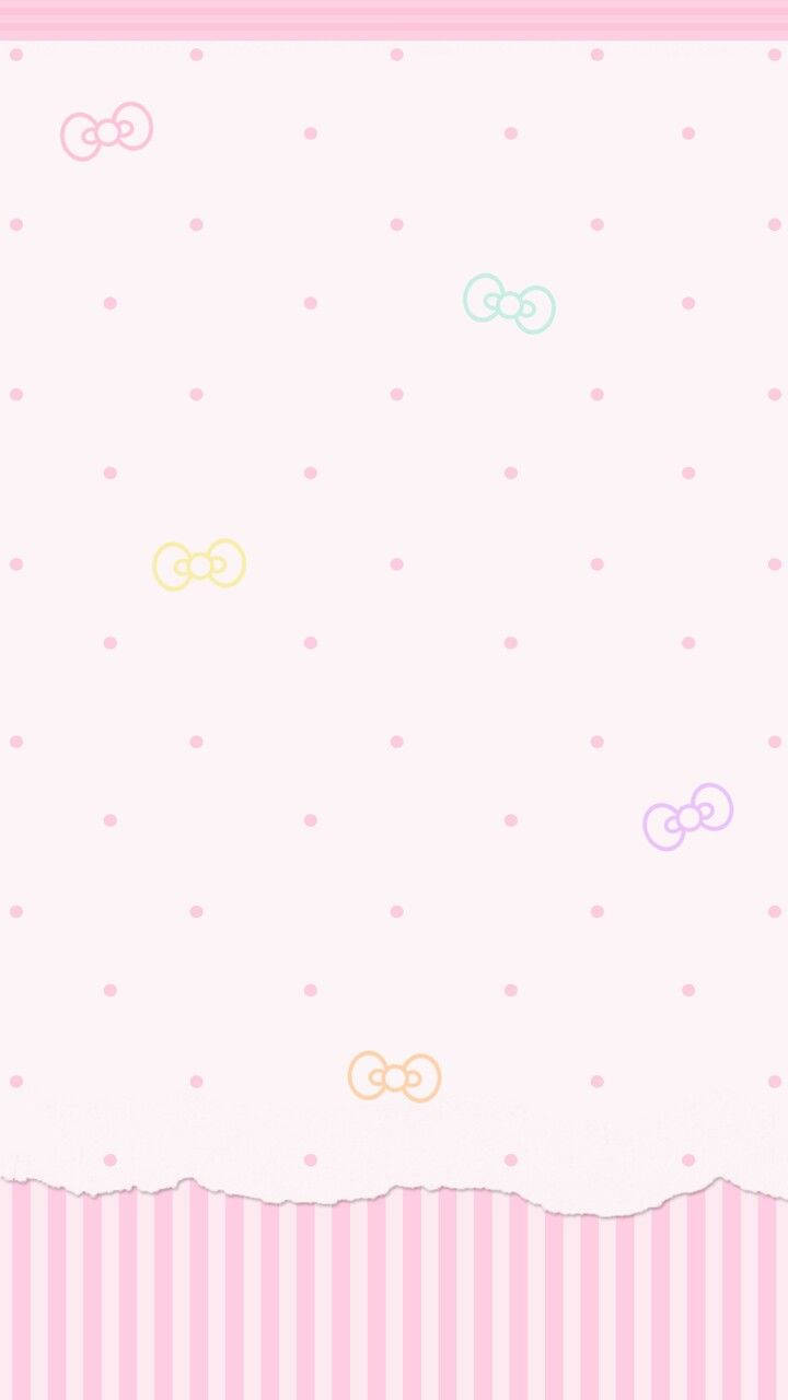 Κολάζ με Φιόγκους σε Kawaii Ροζ Φόντο Ταπετσαρία