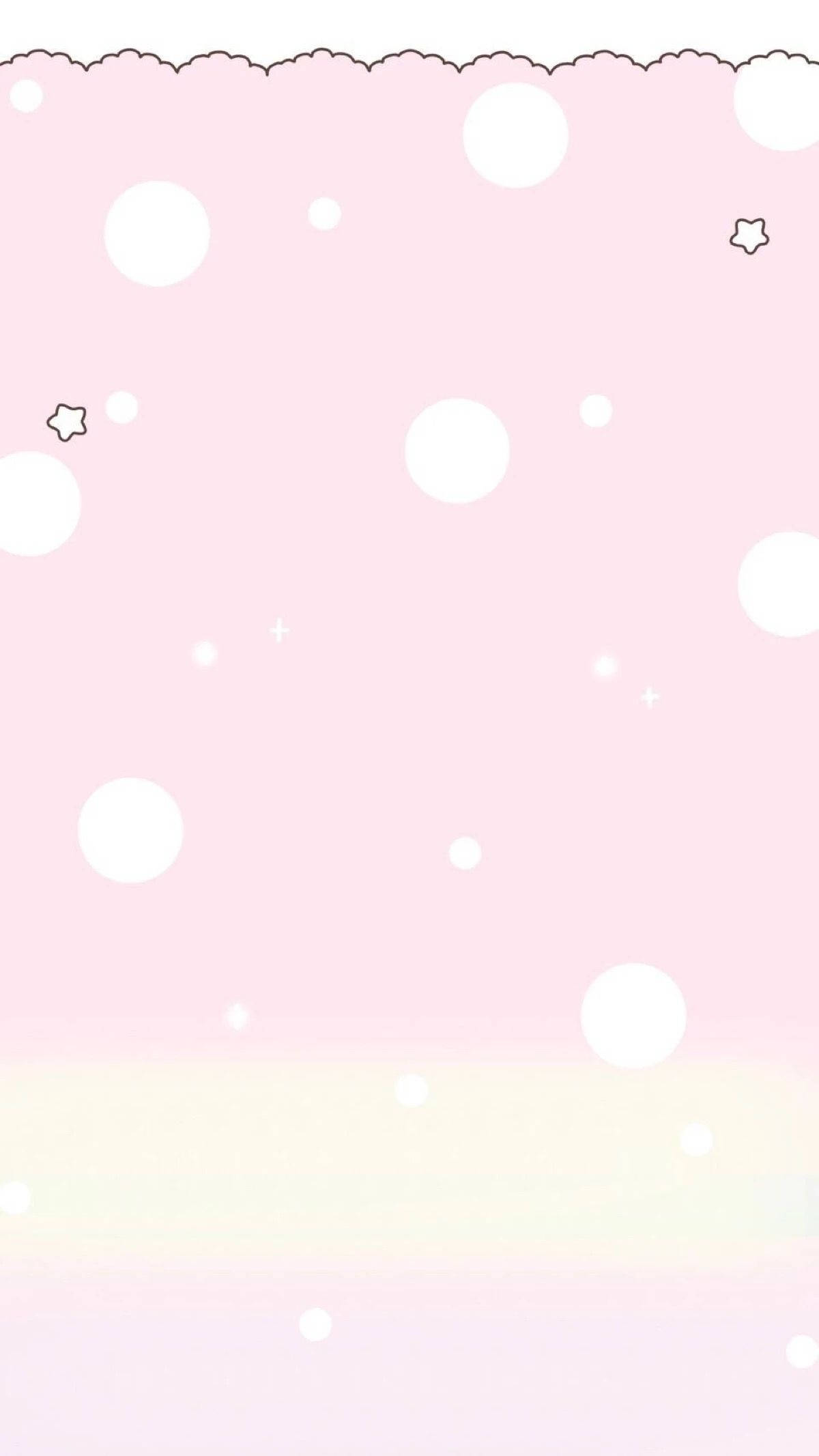 Λευκοί Κύκλοι σε Kawaii Ροζ Φόντο Ταπετσαρία