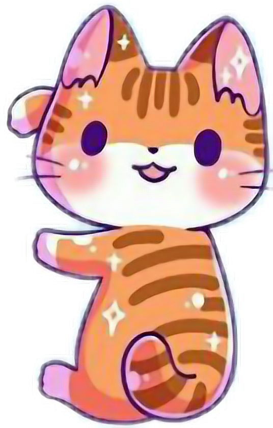 Λαμπερή ριγέ kawaii γάτα.PNG Ταπετσαρία