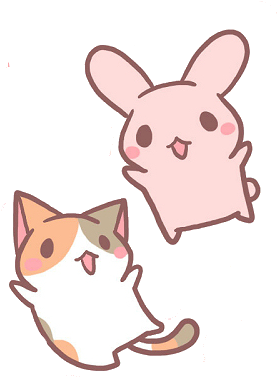 Kawaii Γάτα και Φίλοι Κουνέλι.PNG Ταπετσαρία