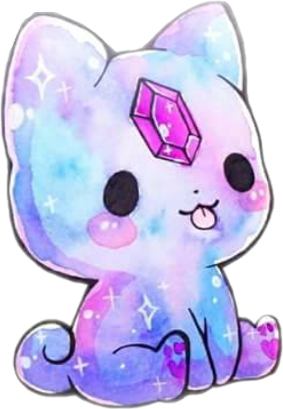 Λαμπερό Γατάκι Kawaii με Πολύτιμο Λίθο.PNG Ταπετσαρία