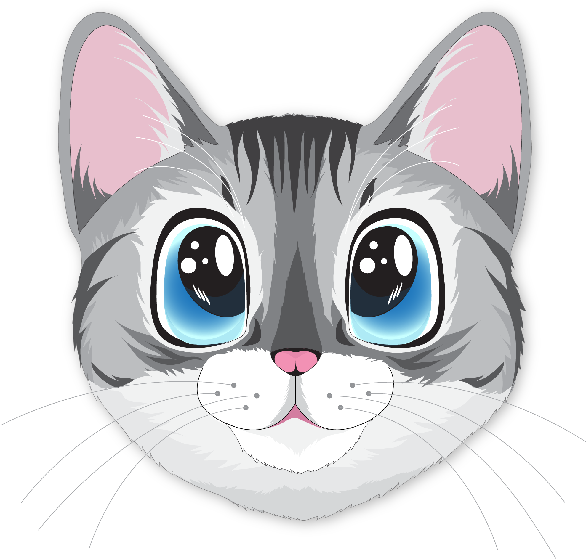 Γλυκιά Kawaii Γάτα Εικονογράφηση.PNG Ταπετσαρία