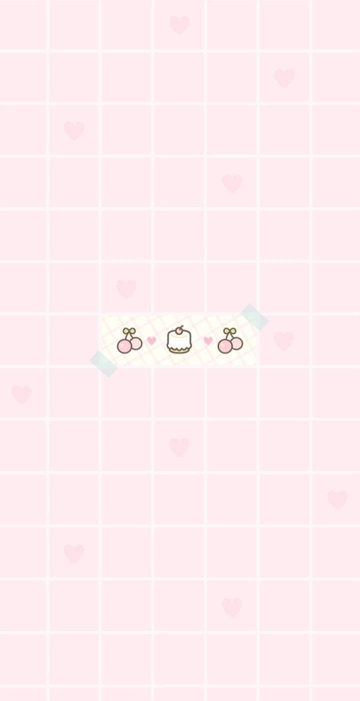 Ροζ Kawaii Κεράσια Ταπετσαρία