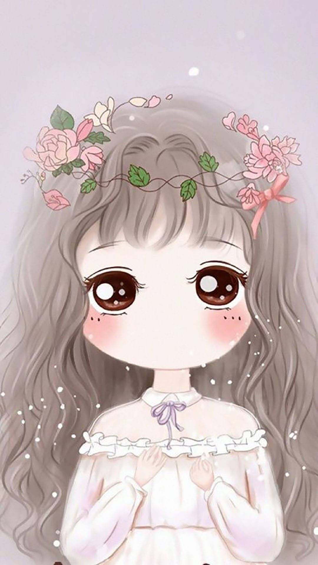 Kawaii Χαριτωμένο Κοριτσίστικο Στεφάνι από Λουλούδια Ταπετσαρία