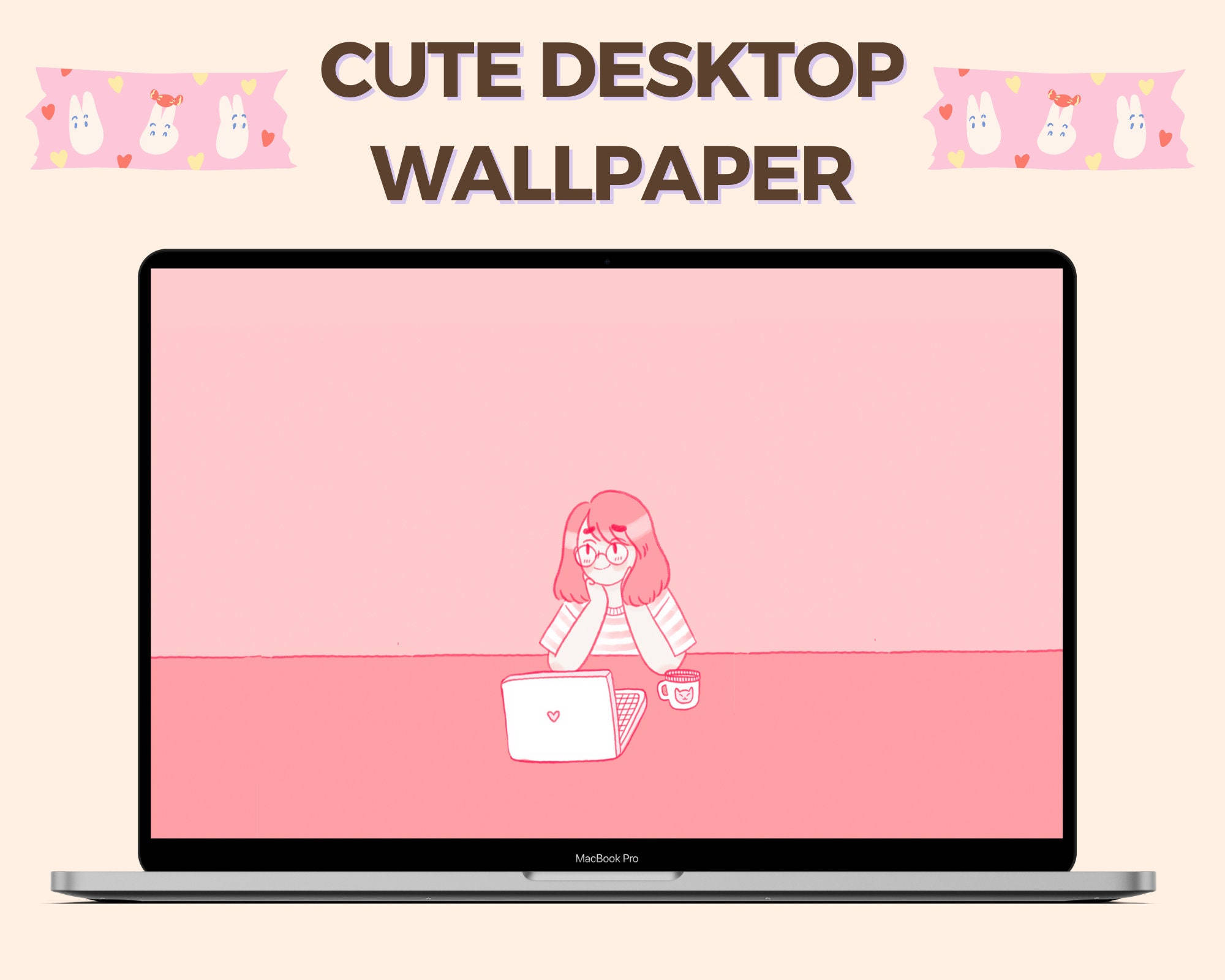 Kawaii Αισθητική Επιφάνεια Εργασίας Υπολογιστή Ταπετσαρία
