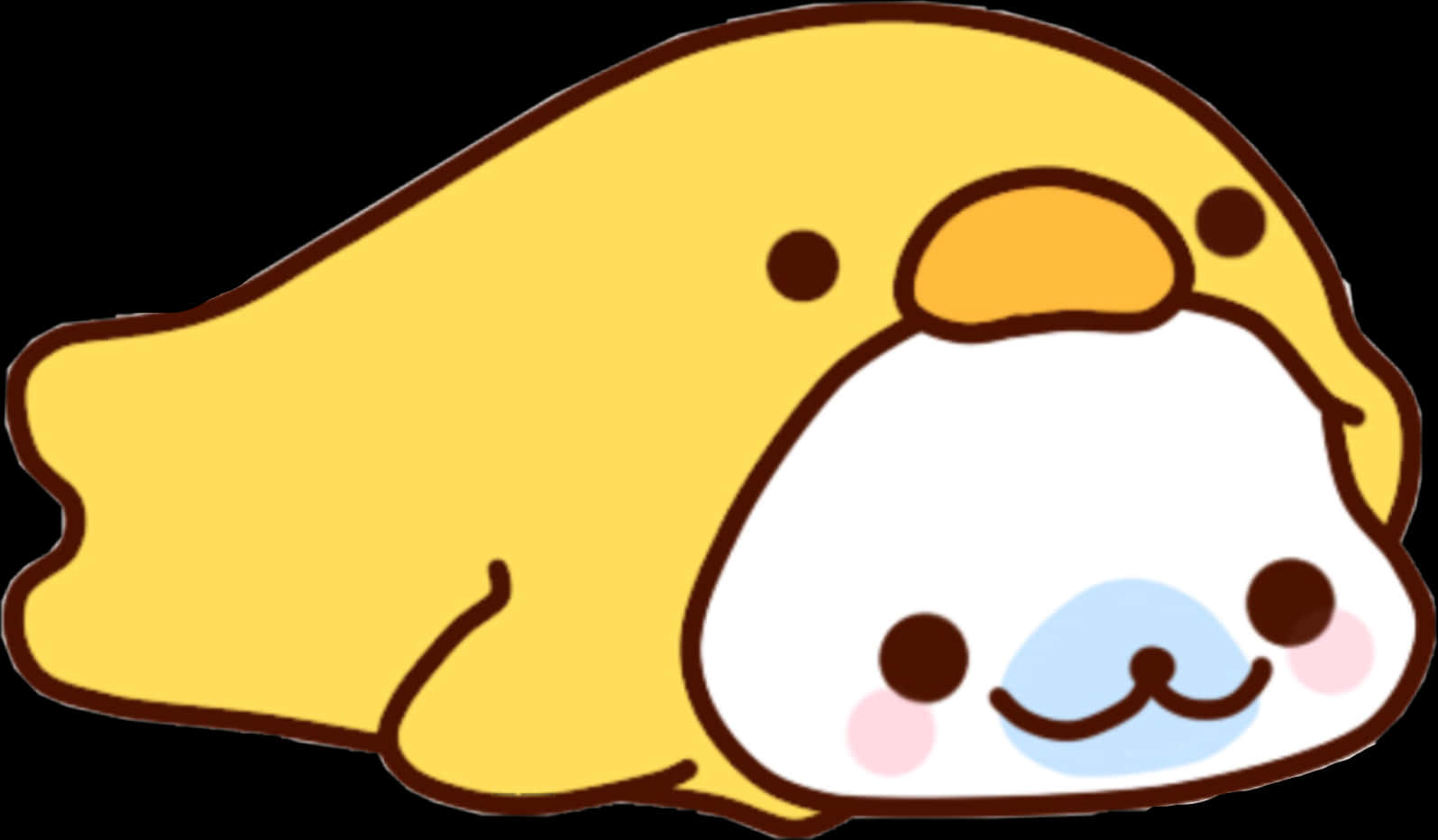 Kawaii Καρτούν Φώκια Ξαπλωμένη.png — Καφέ αισθητική GIF Ταπετσαρία