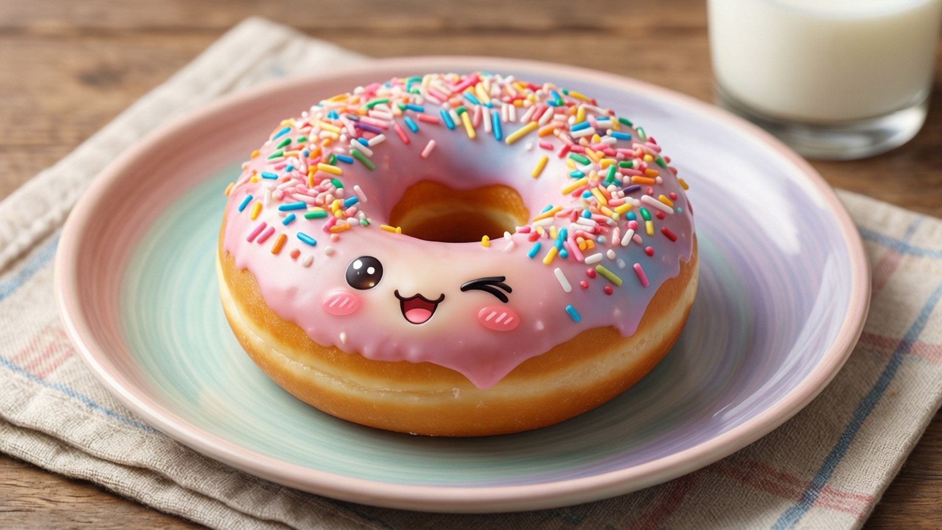 Kawaii Ντόνατ και Γάλα Ταπετσαρία