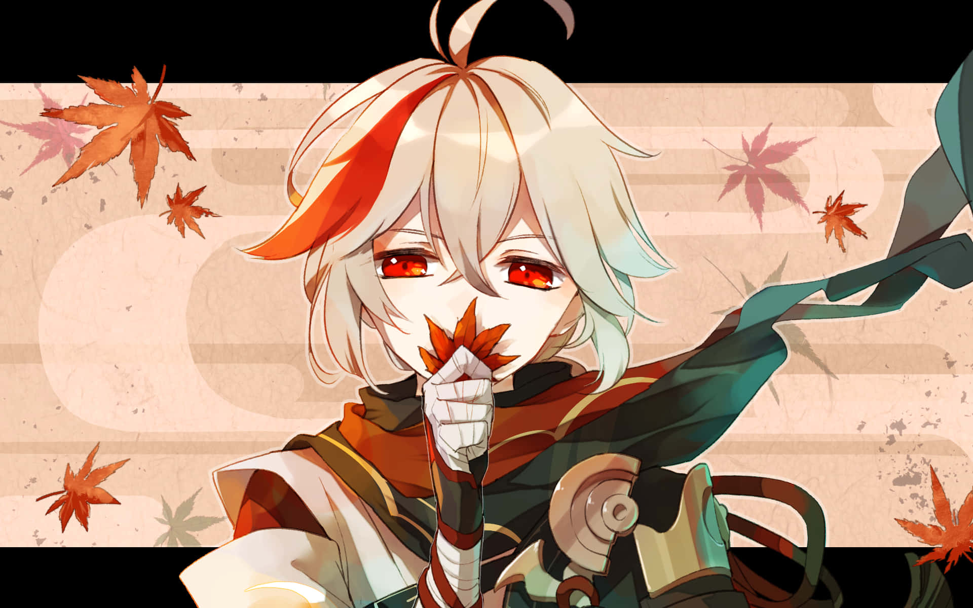 Kazuha Fanart Σχέδιο με Φύλλο Σφενδάμου Ταπετσαρία