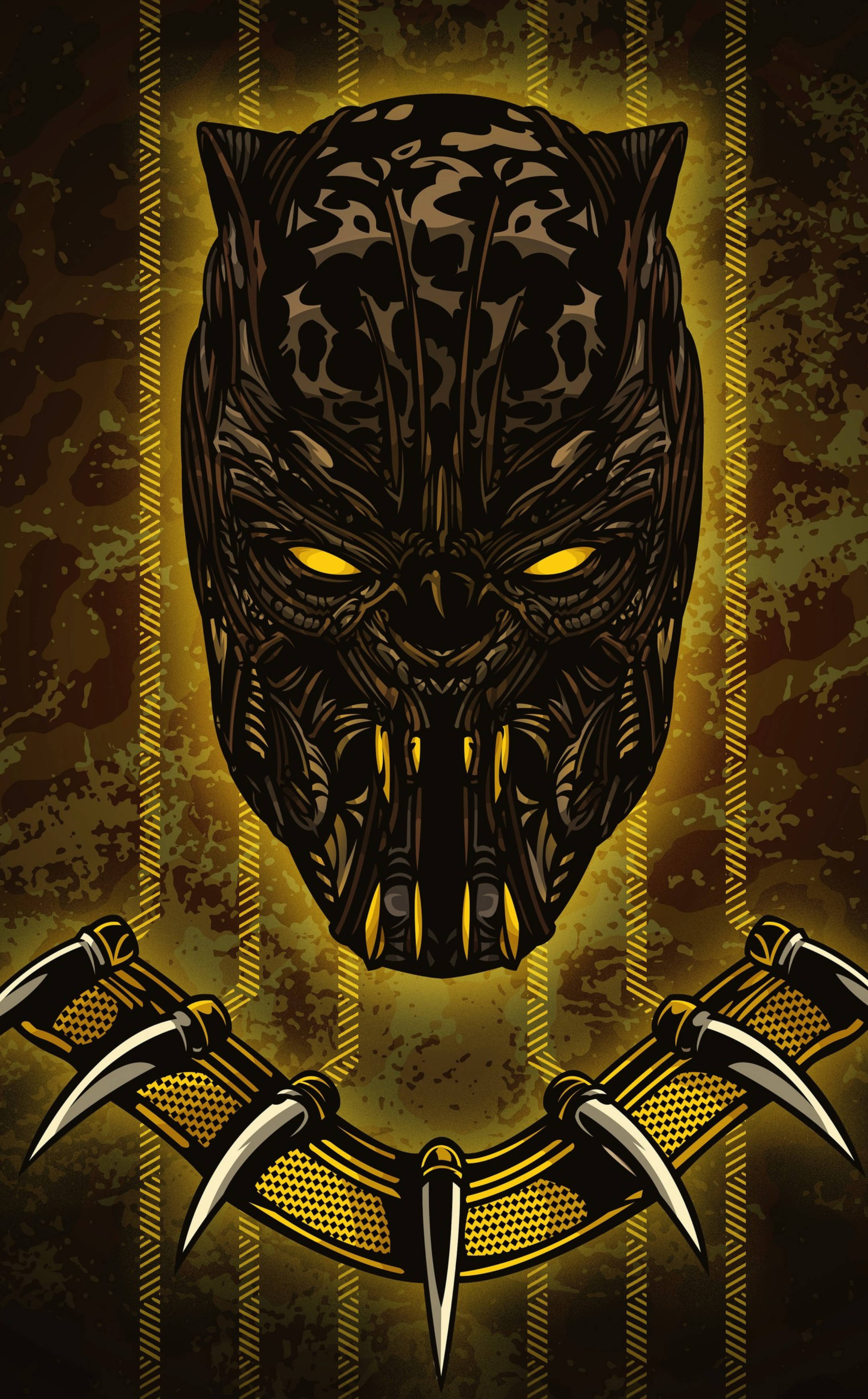 Ανατριχιαστικός Χρυσός Ιαγουάρος Killmonger Ταπετσαρία