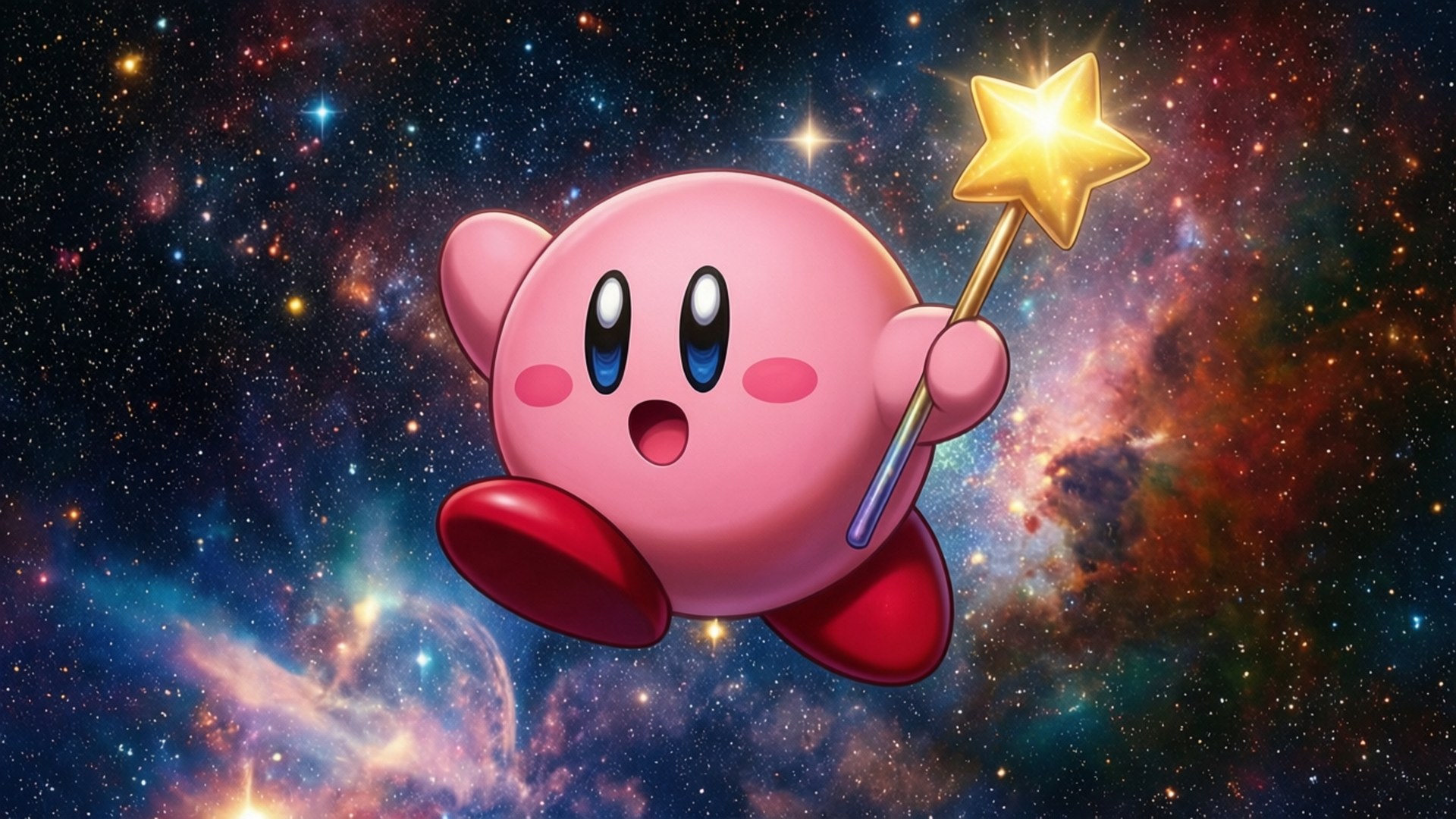 Ο Kirby πετάει μέσα σε έναν έναστρο γαλαξία Ταπετσαρία