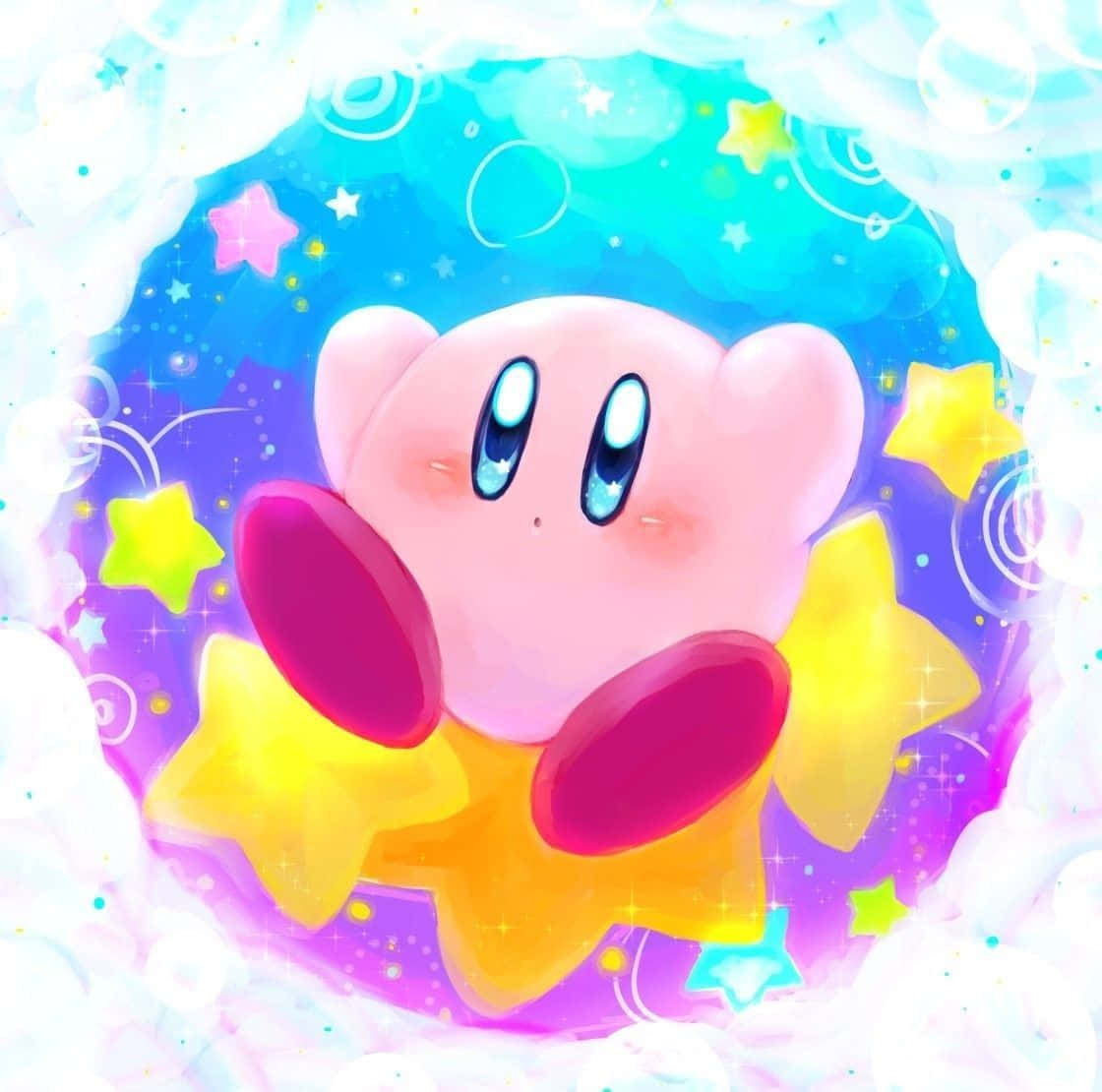 Ο χαμογελαστός Kirby απολαμβάνει μια χιονισμένη μέρα Ταπετσαρία