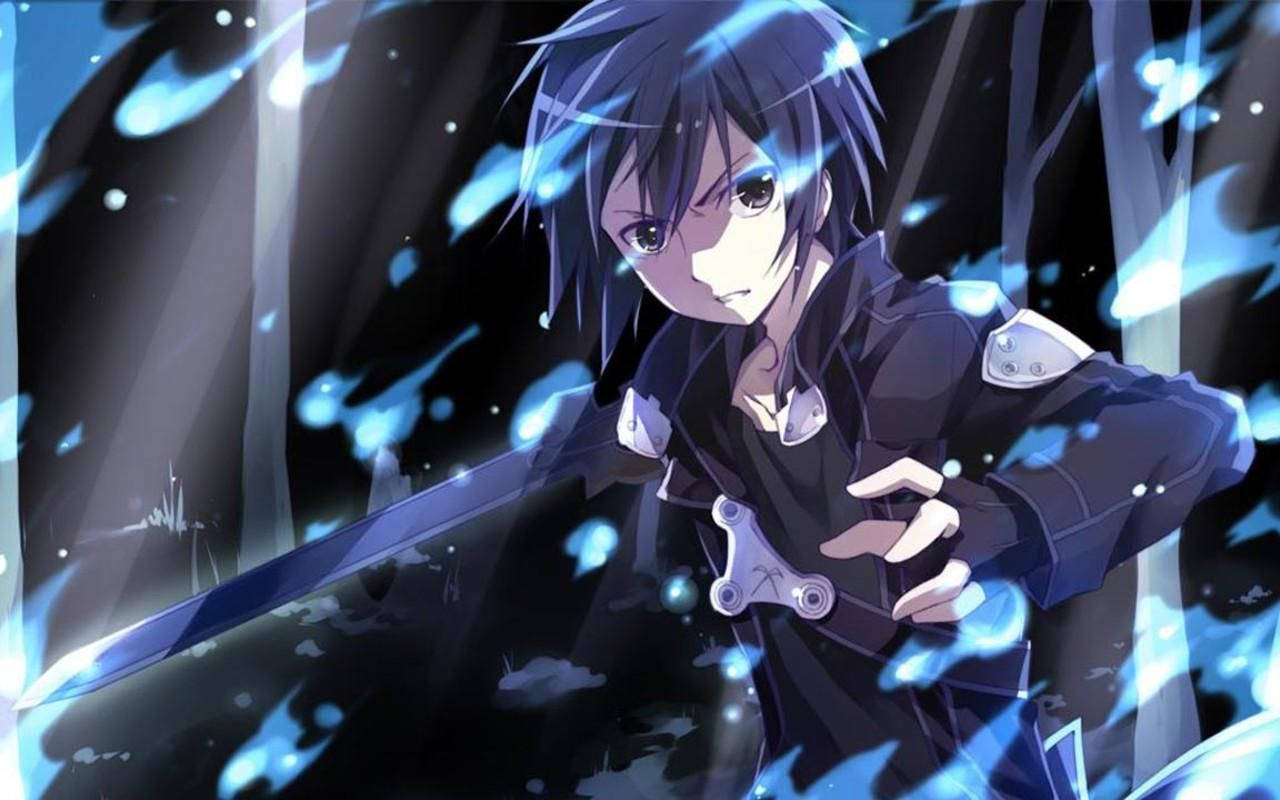 Αγόρι anime Kirito στο Sword Art Online ταπετσαρία — Anime Boy Ταπετσαρία