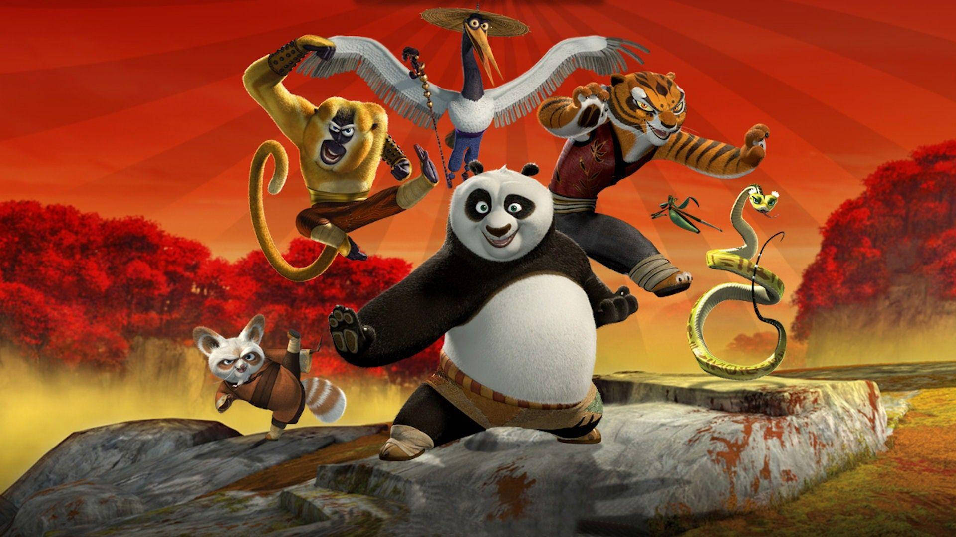 Kung Fu Panda και οι Πέντε Θυμωμένοι Ποζάρουν Ταπετσαρία