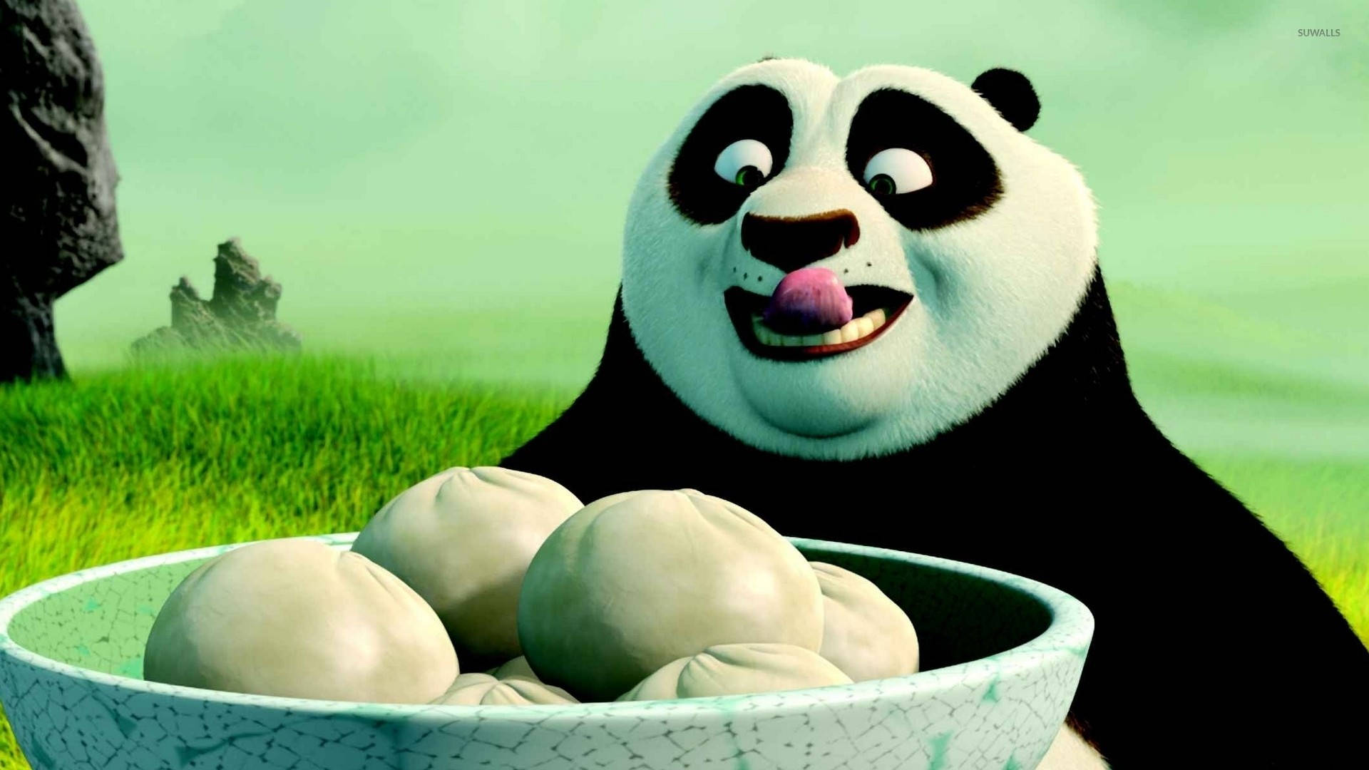 Kung Fu Panda Έτοιμος να Φάει Ψωμάκια με Χοιρινό Ταπετσαρία