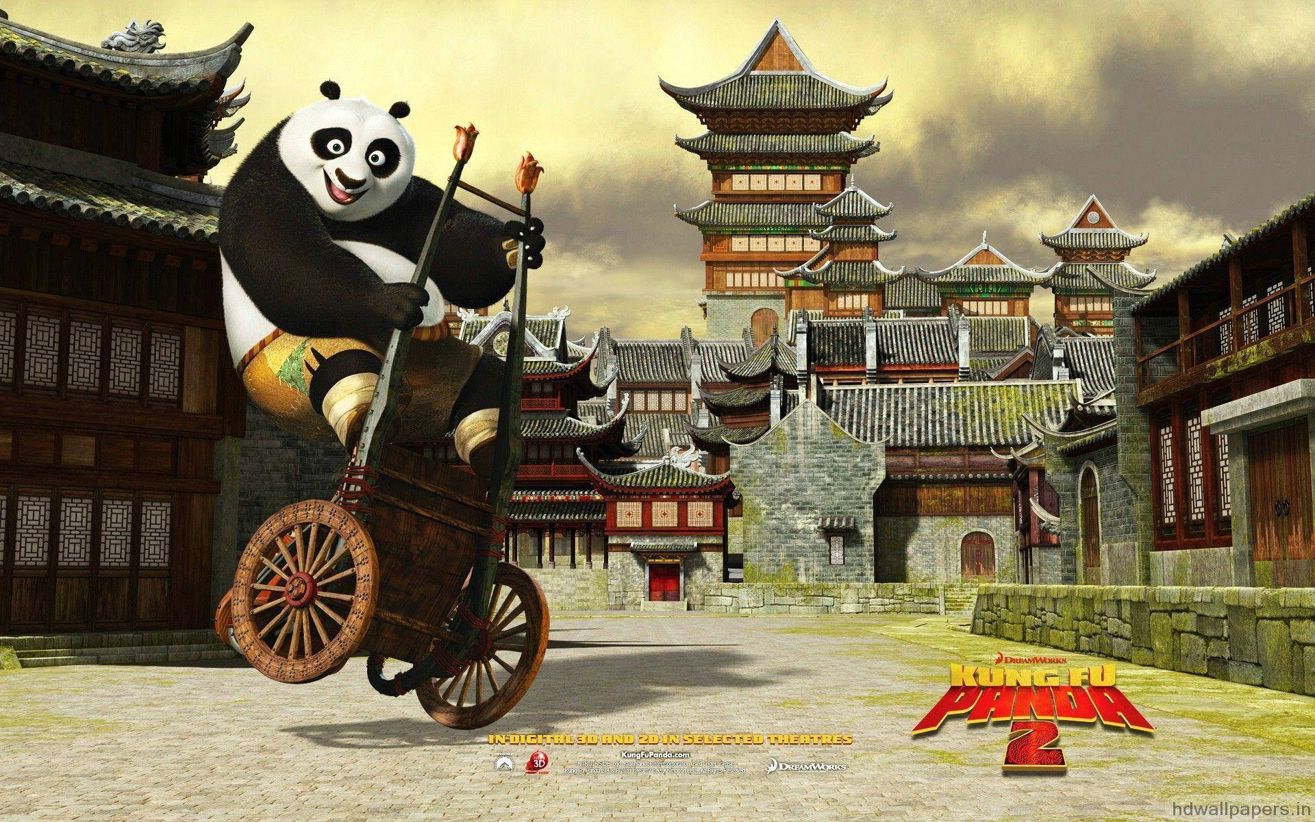 Kung Fu Panda Γλιστράει με Καρότσι Ταπετσαρία