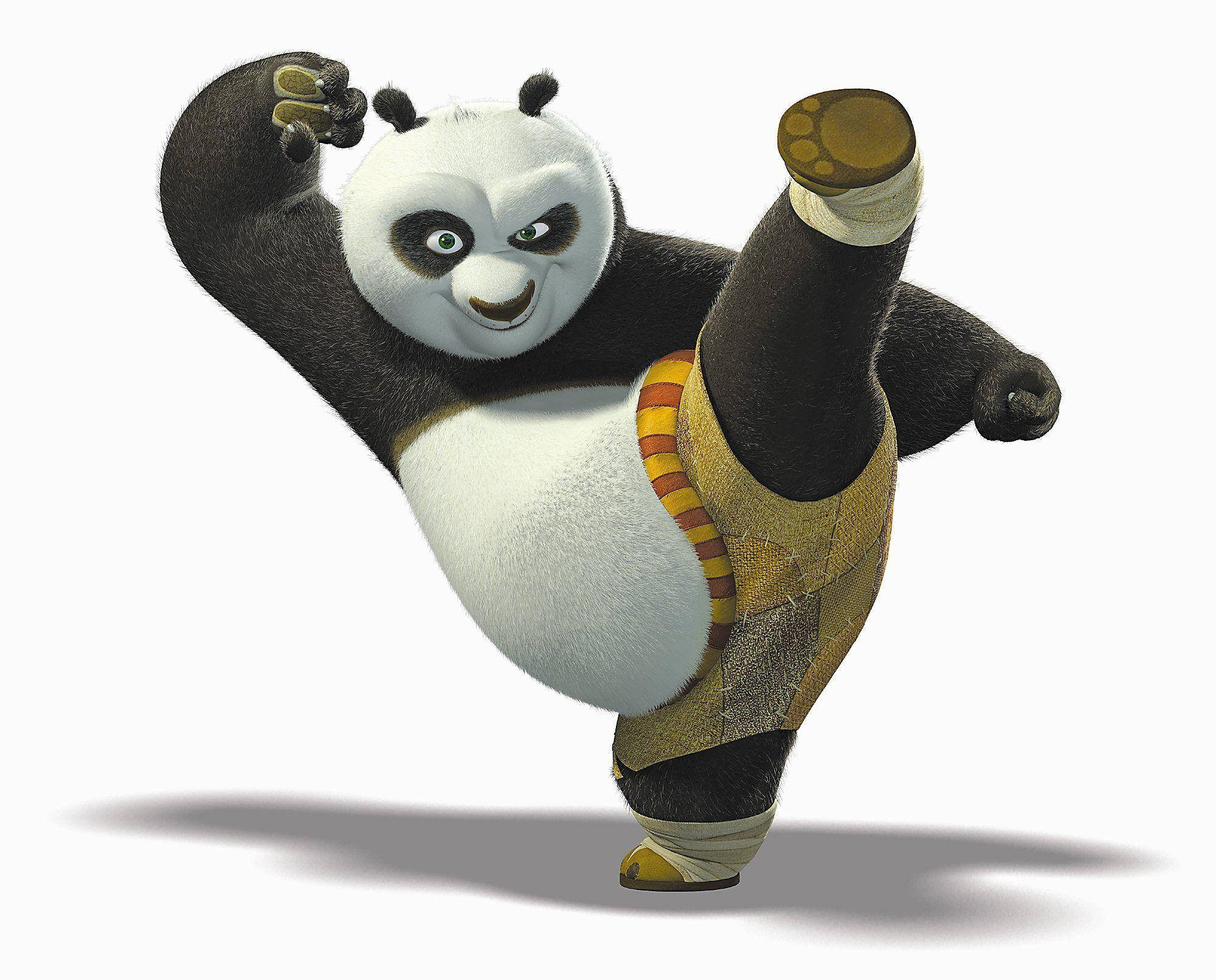 Kung Fu Panda Κλωτσιά με Λευκό Φόντο Ταπετσαρία