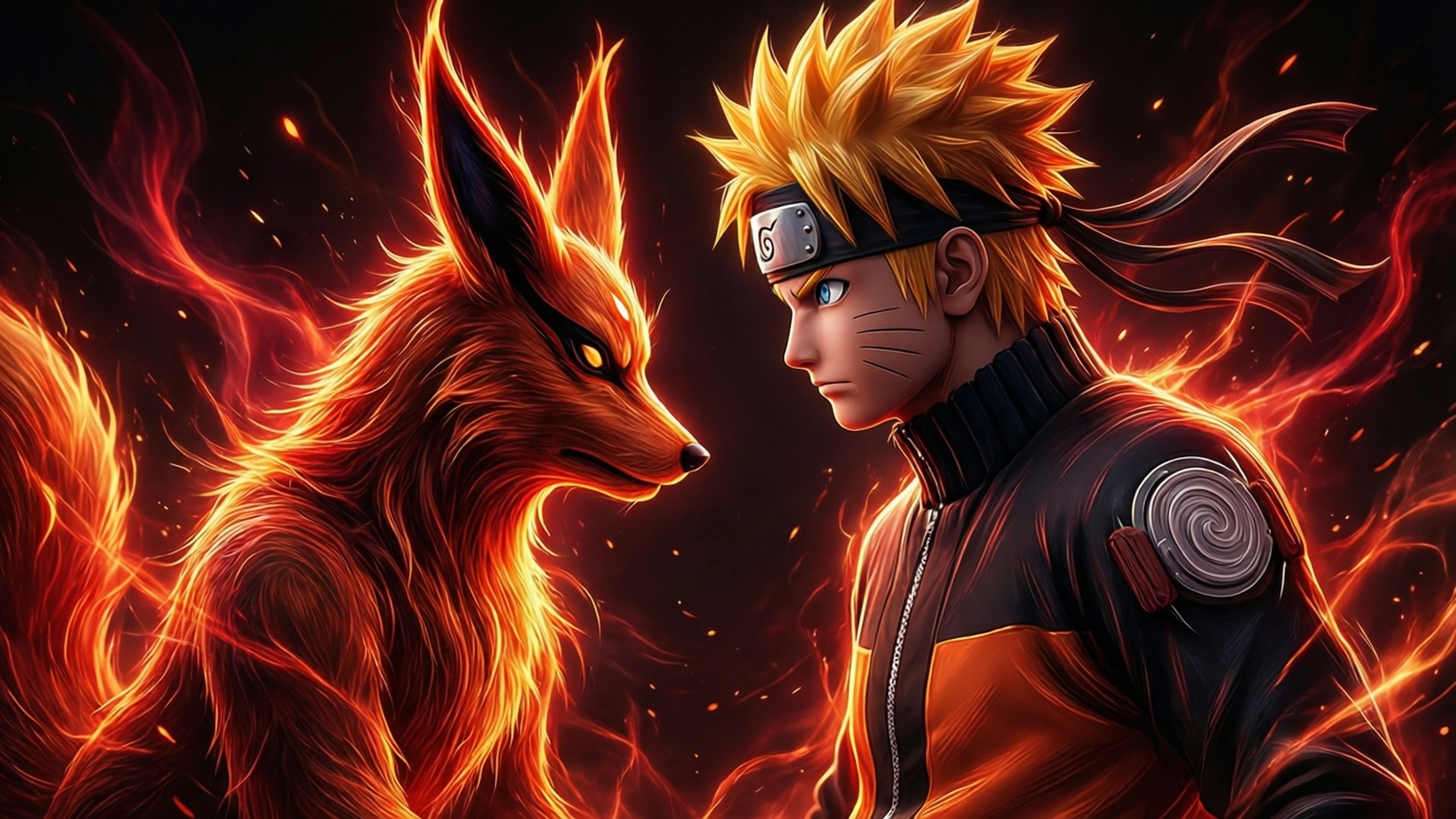 Σιλουέτα Kurama και Naruto Ταπετσαρία