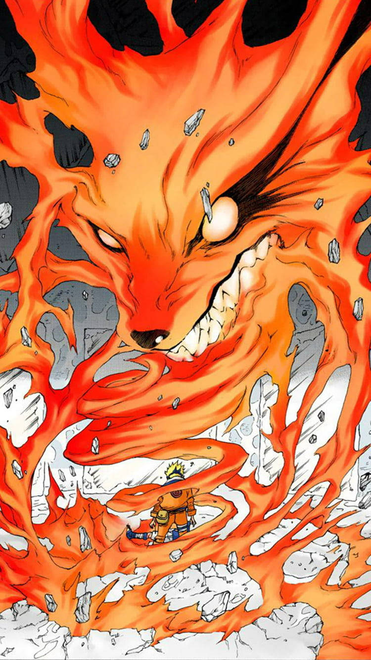 Ζωντανές Φλόγες του Kurama Γύρω από τον Naruto Ταπετσαρία