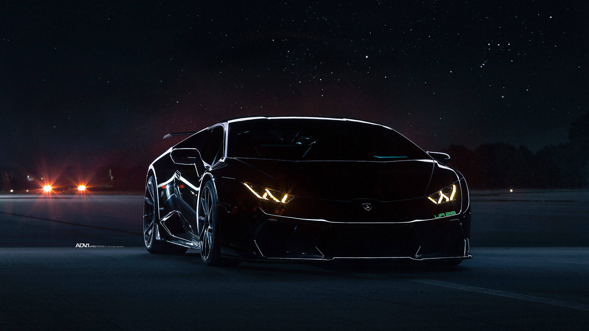 Μαύρη Lamborghini τη νύχτα Ταπετσαρία
