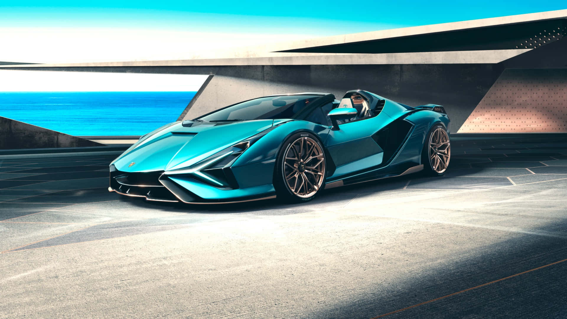Η lamborghini huracan είναι σταθμευμένη μπροστά από ένα κτίριο Ταπετσαρία