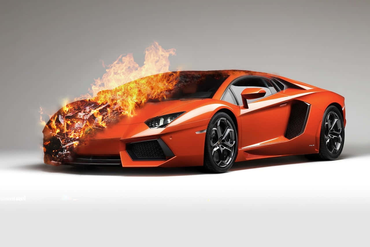 Lamborghini με φωτιά πορτοκαλί αυτοκίνητο Ταπετσαρία
