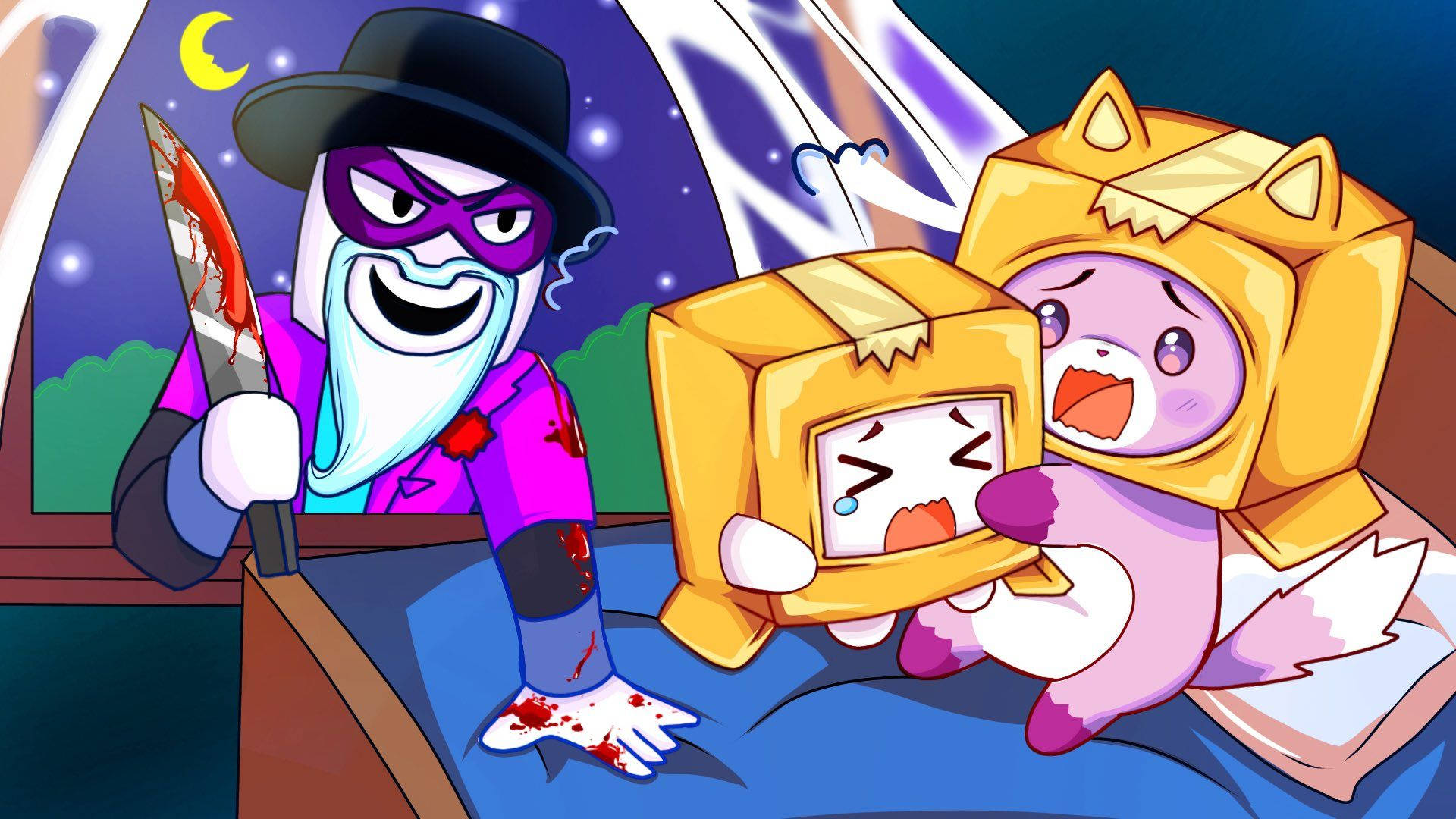 LankyBox Boxy Foxy και Scary Larry Ταπετσαρία