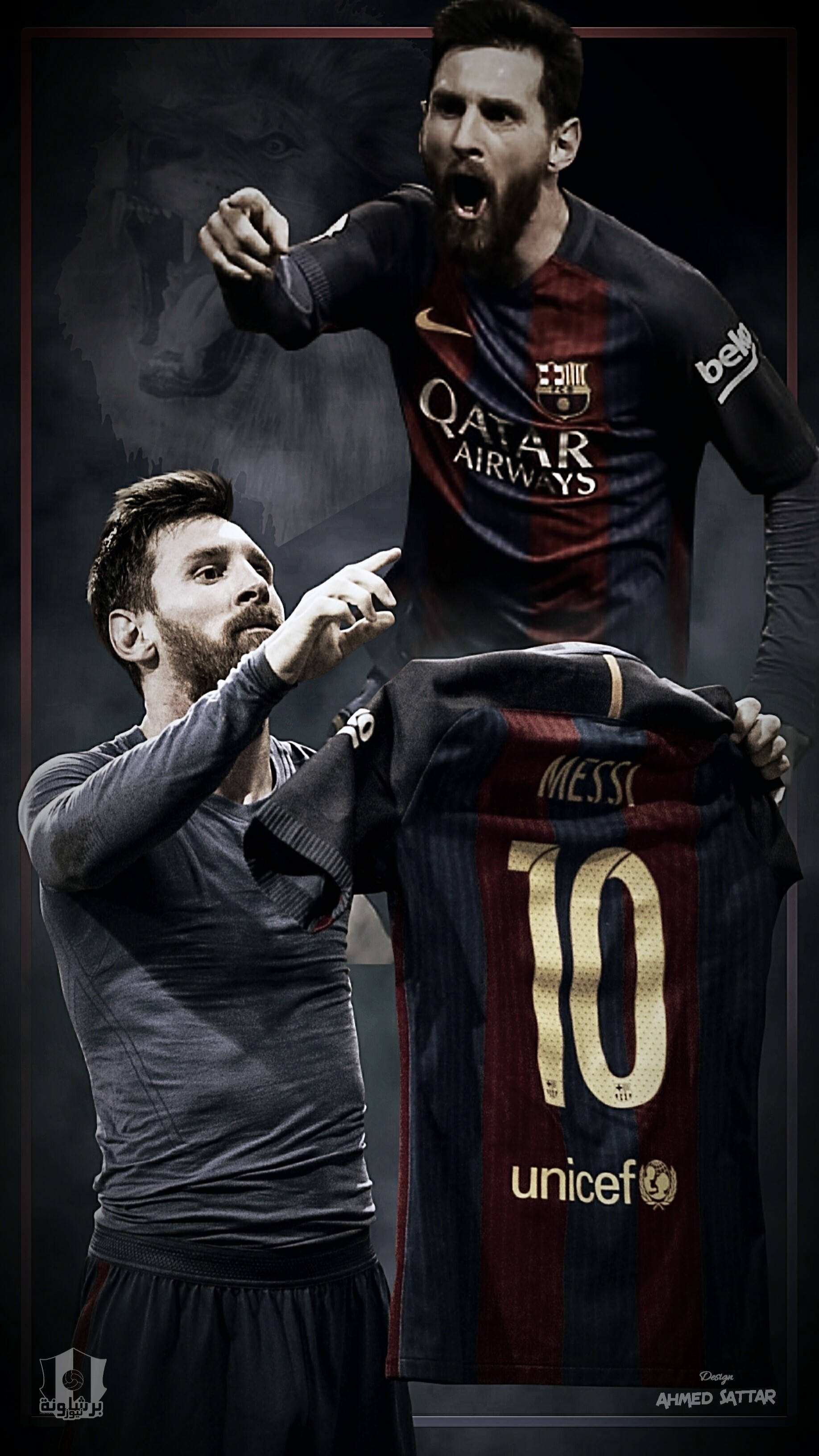 Ο Μεγάλος Leo Messi βρυχάται από ενθουσιασμό Ταπετσαρία