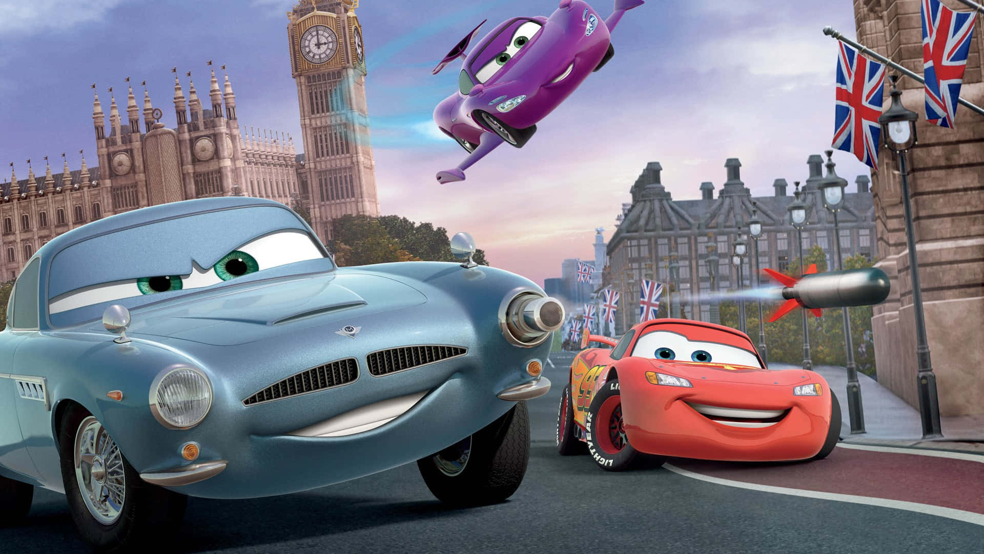 Ο Lightning McQueen και ο Mater μαζί στο Cars 2 Ταπετσαρία
