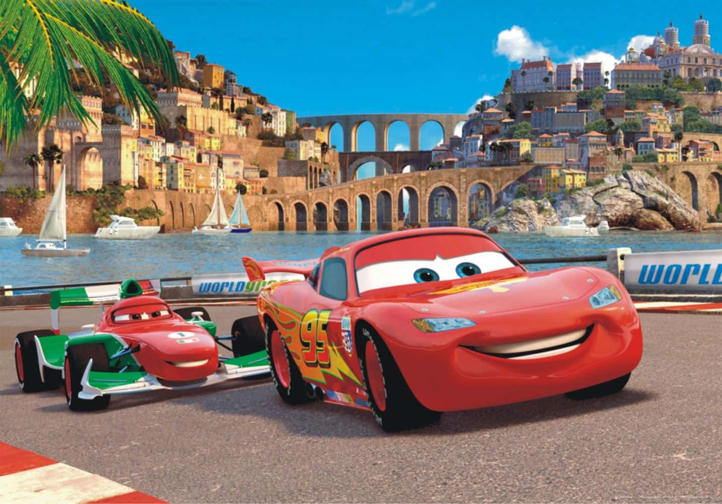 Ο Lightning McQueen και ο Mater είναι έτοιμοι να κατακτήσουν τον κόσμο με την Ομάδα Lightning Ταπετσαρία