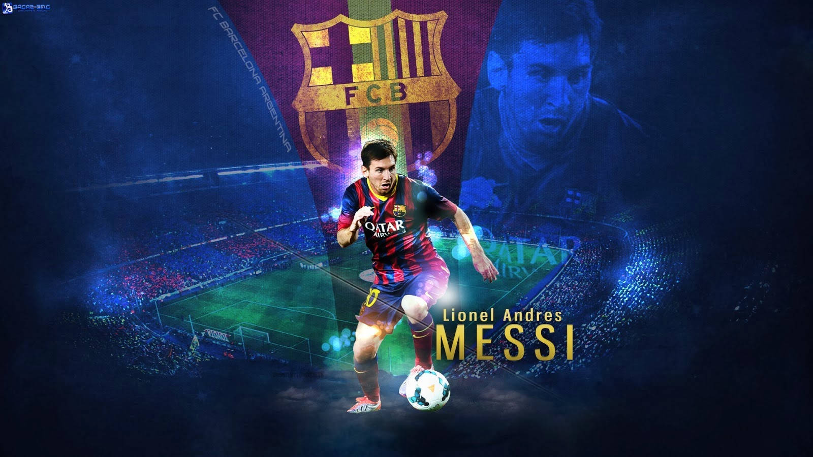 Ταπετσαρία τέχνης με τον Lionel Andres Messi και το λογότυπο της FC Barcelona — Messi Ταπετσαρία