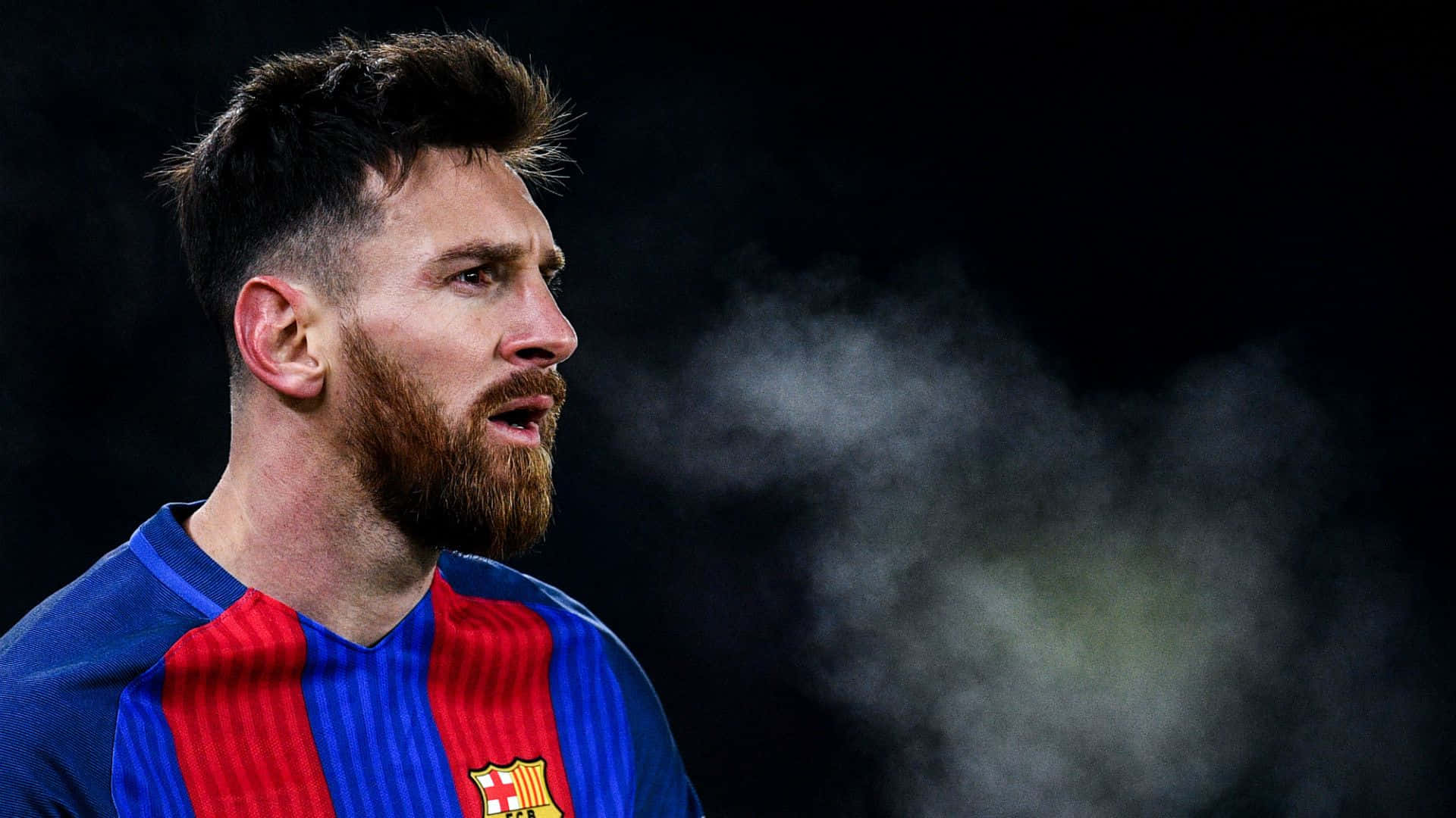 Ο Lionel Messi στέκεται μπροστά από καπνό Ταπετσαρία