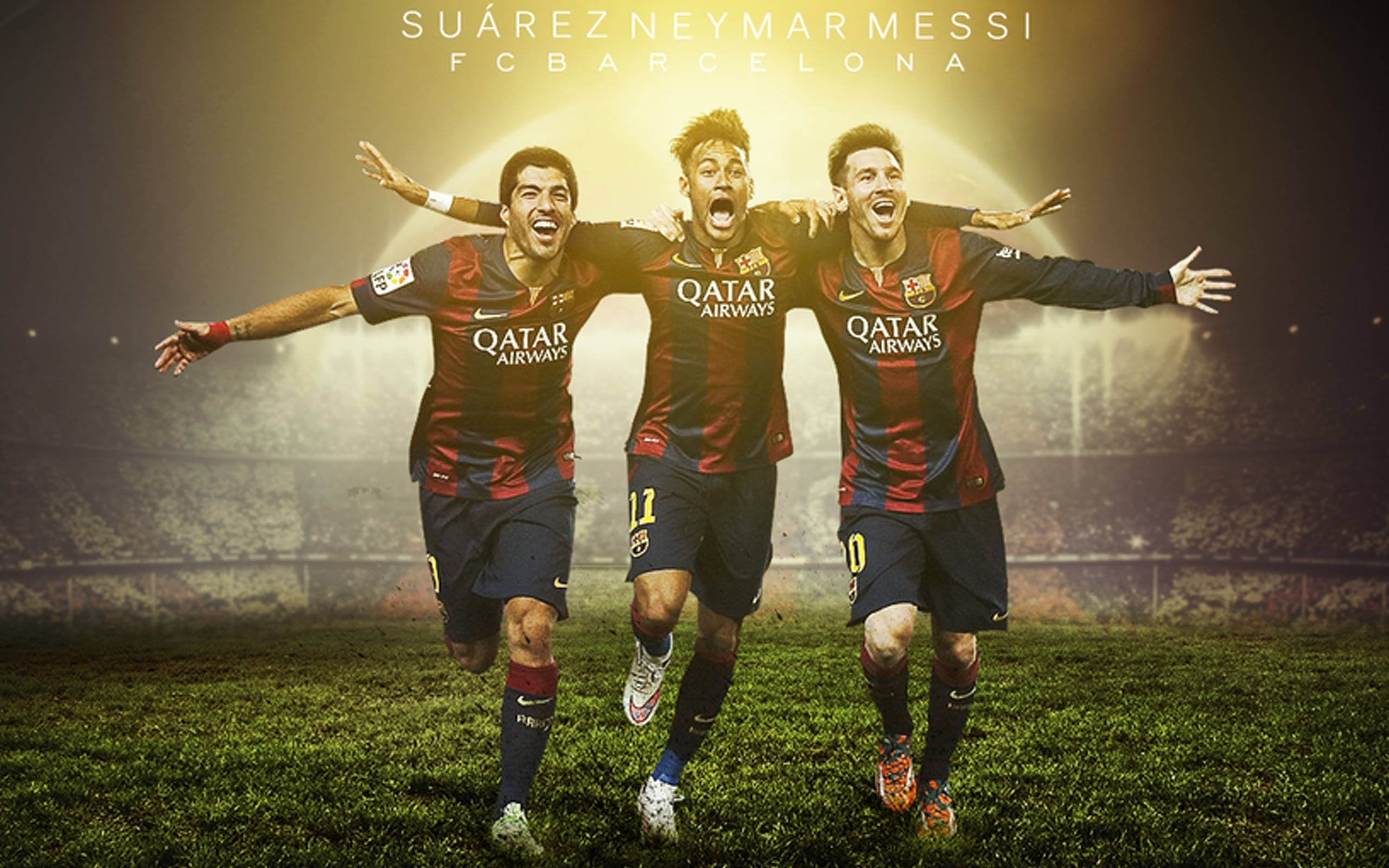 Ο Lionel Messi, ο Luis Suarez και ο Neymar Jr. της FC Barcelona σε έναν αγώνα. Ταπετσαρία