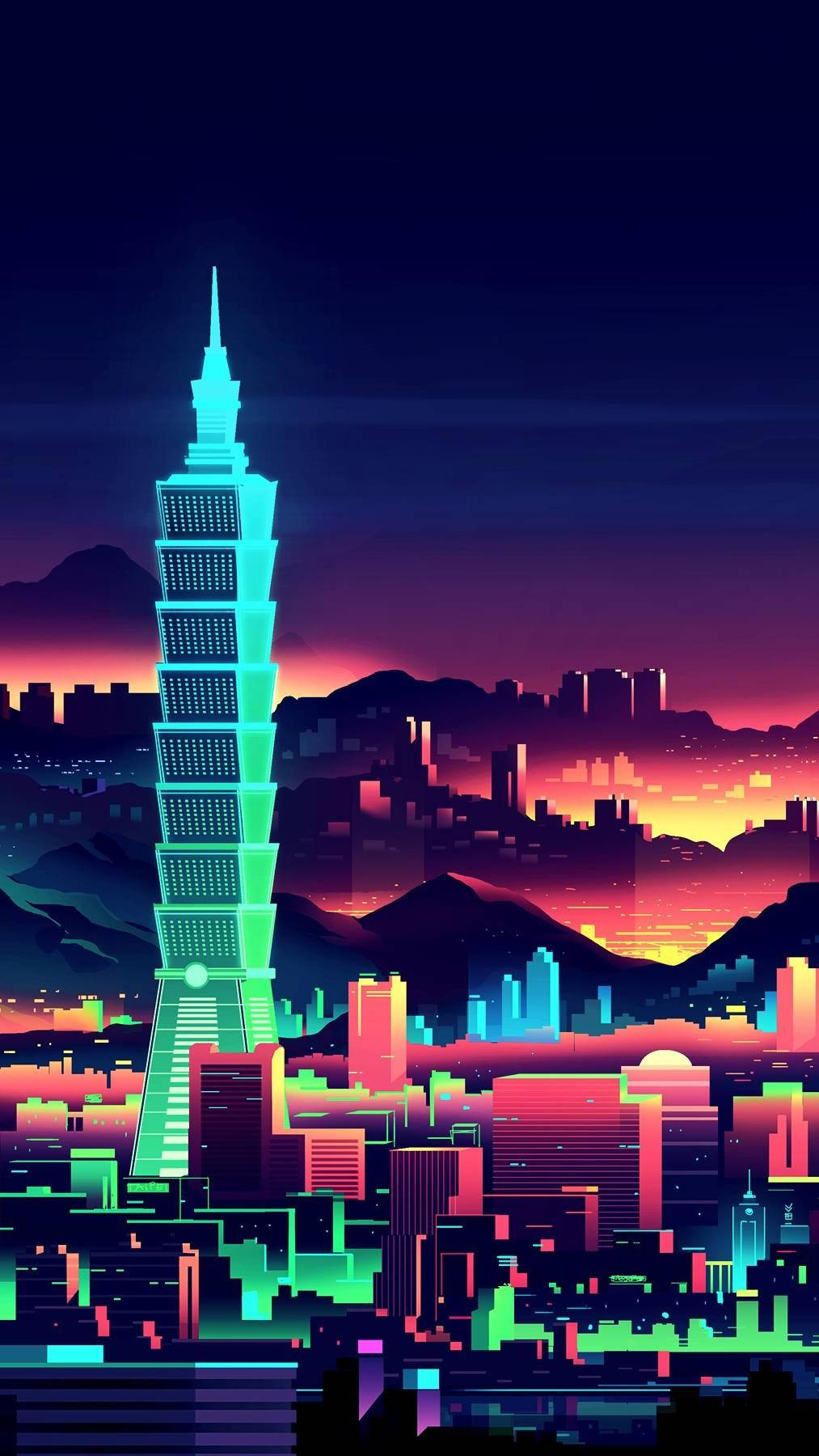 Lo Fi iPhone Neon Πόλη Ταπετσαρία