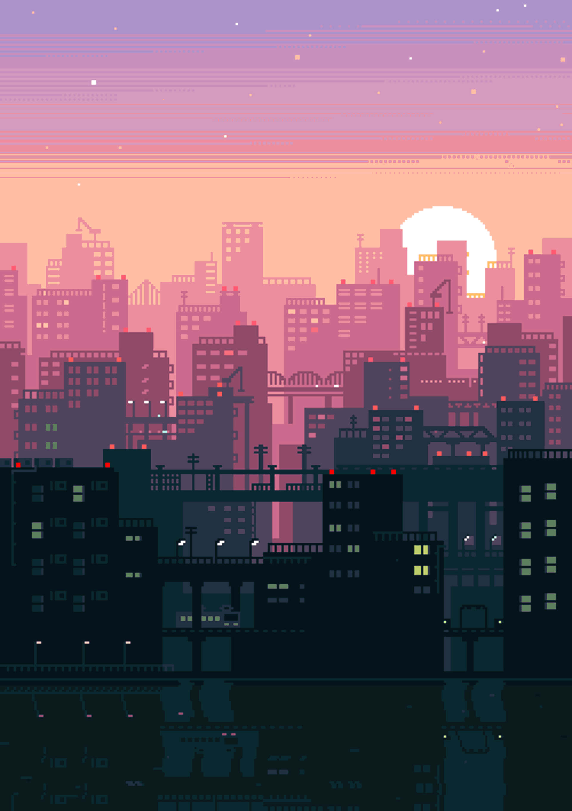 Lo Fi Pixel Art Πόλη Ταπετσαρία