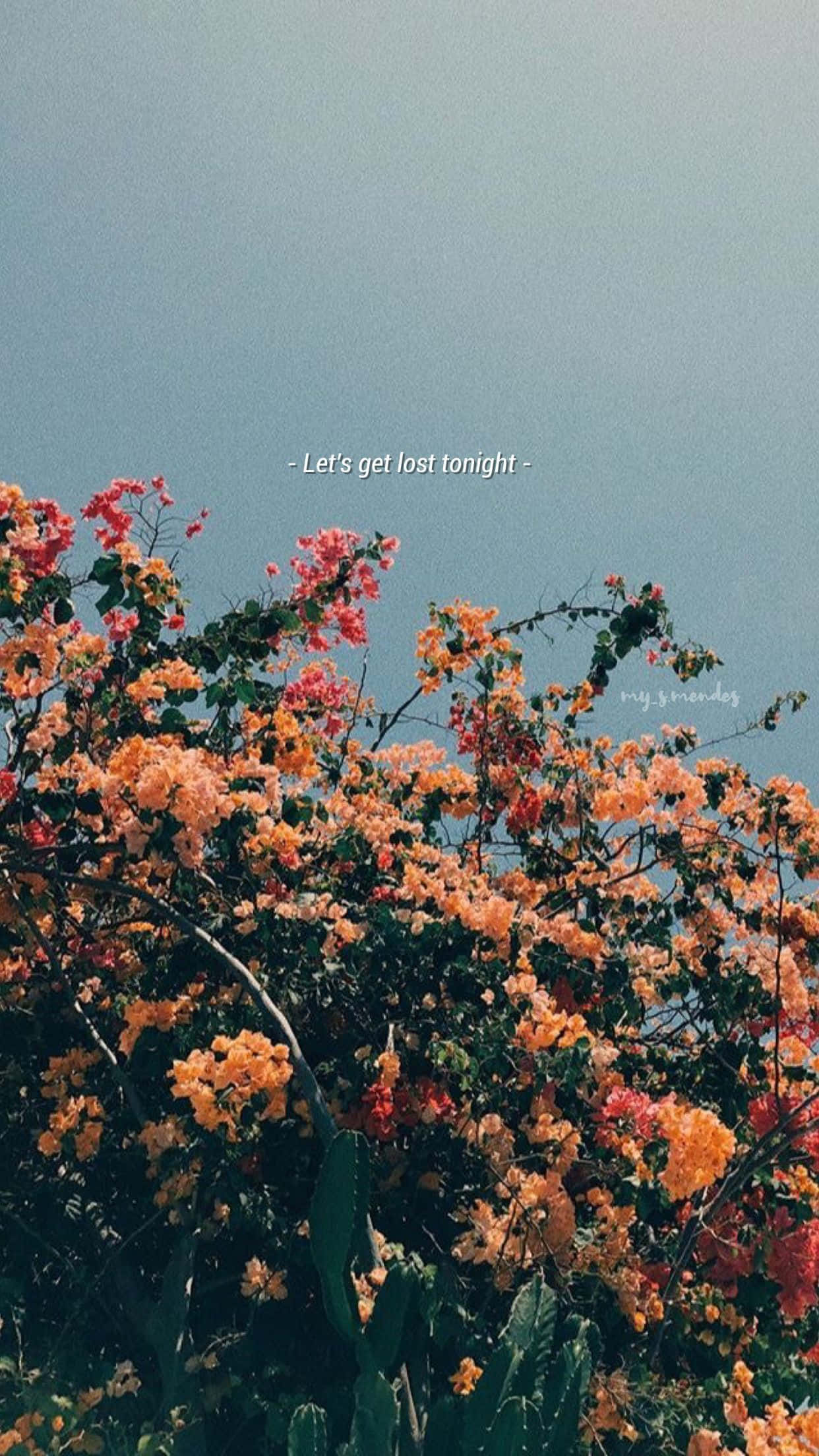 μια φωτογραφία λουλουδιών με τις λέξεις 'love you first thought' Ταπετσαρία
