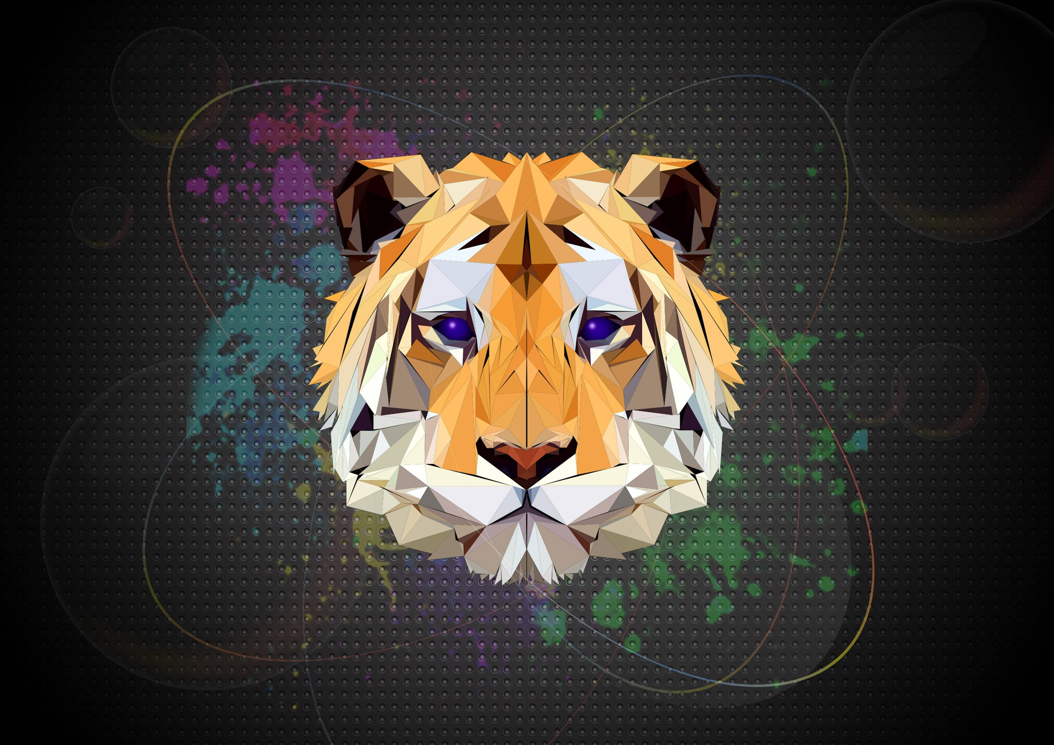Έργο Τέχνης Τίγρης Low Poly Ταπετσαρία