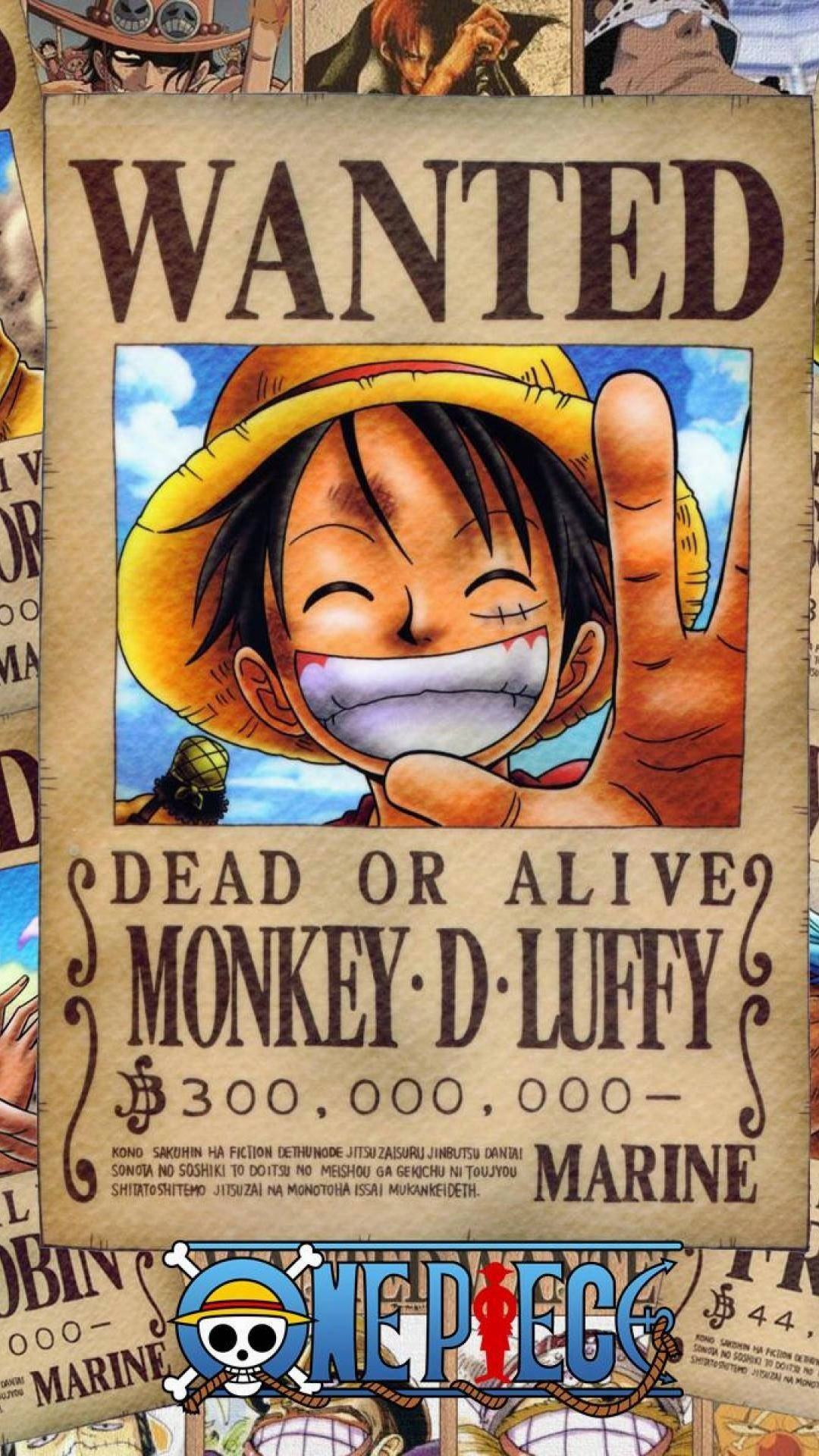Αφίσα καταζητούμενου του Luffy 4K από το One Piece Ταπετσαρία