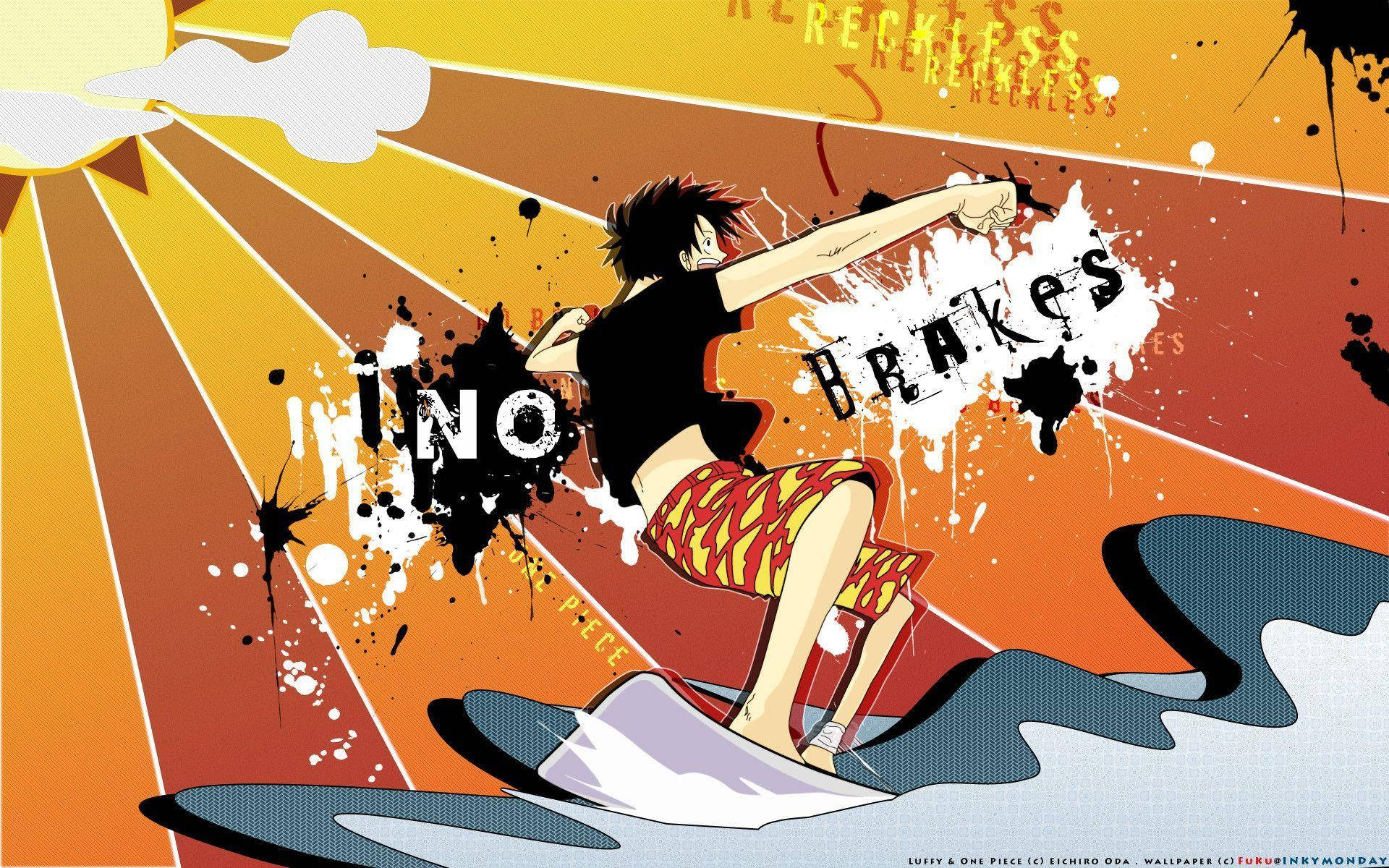 Luffy Ο Πειρατής Σερφάρει Fanart Ταπετσαρία