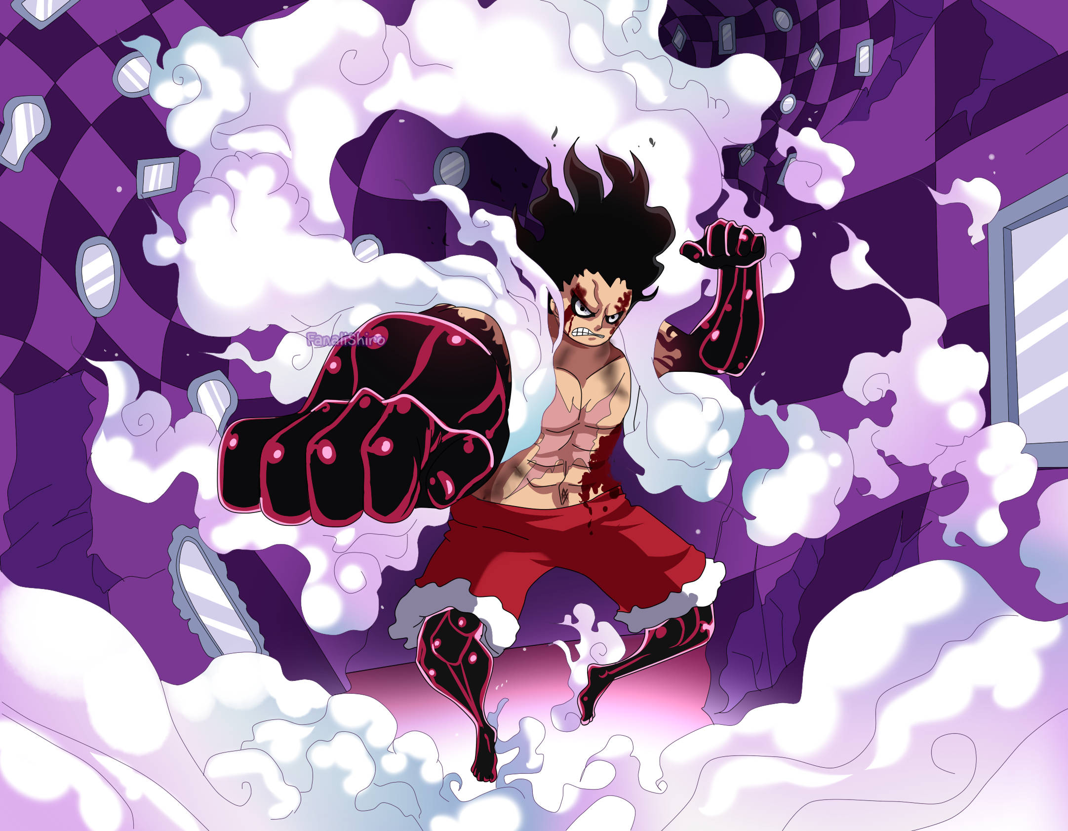 Luffy Gear 4 Μωβ Αφίσα Ταπετσαρία